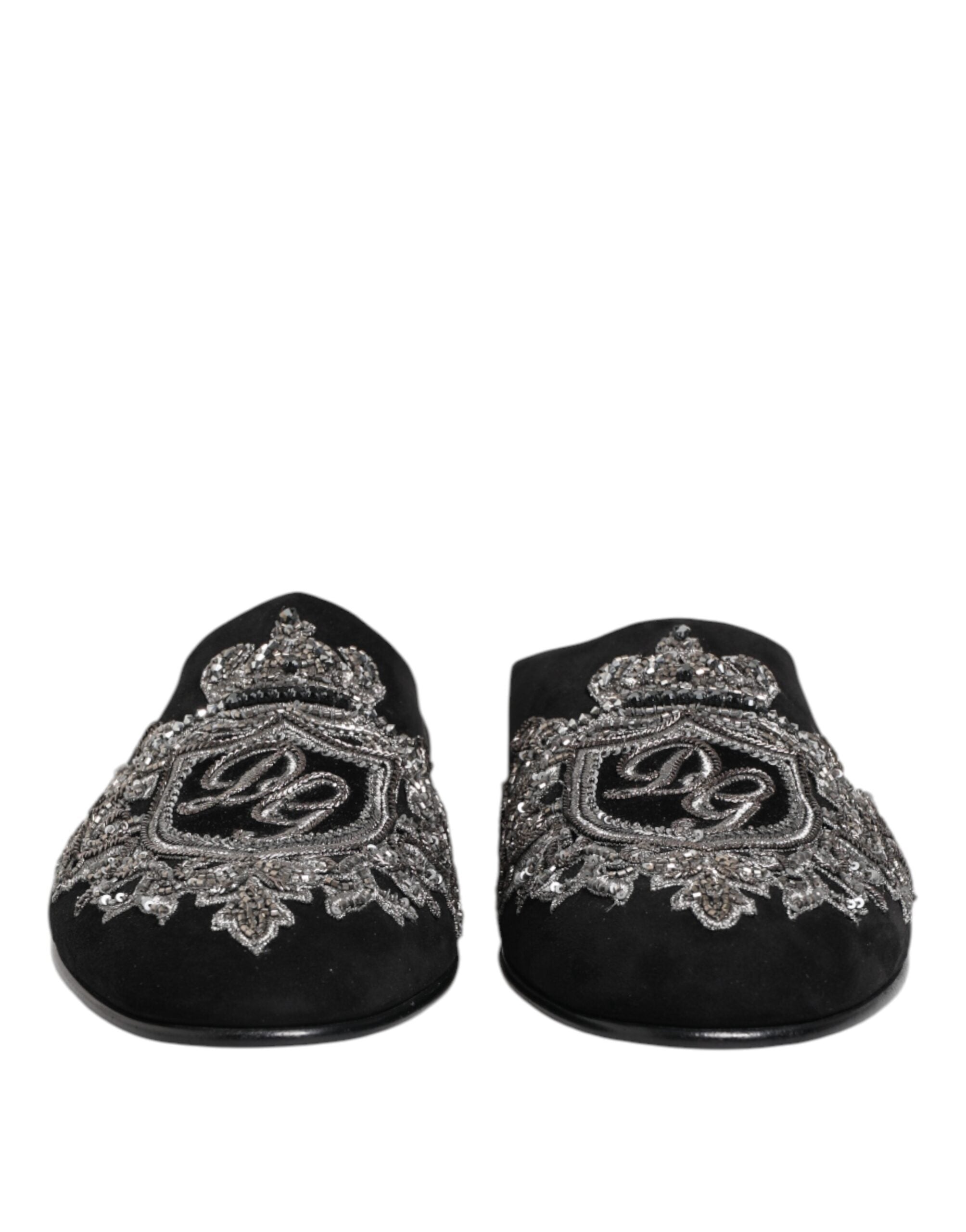 حذاء دولتشي آند غابانا المخملي الأسود من DG Crown Slipper