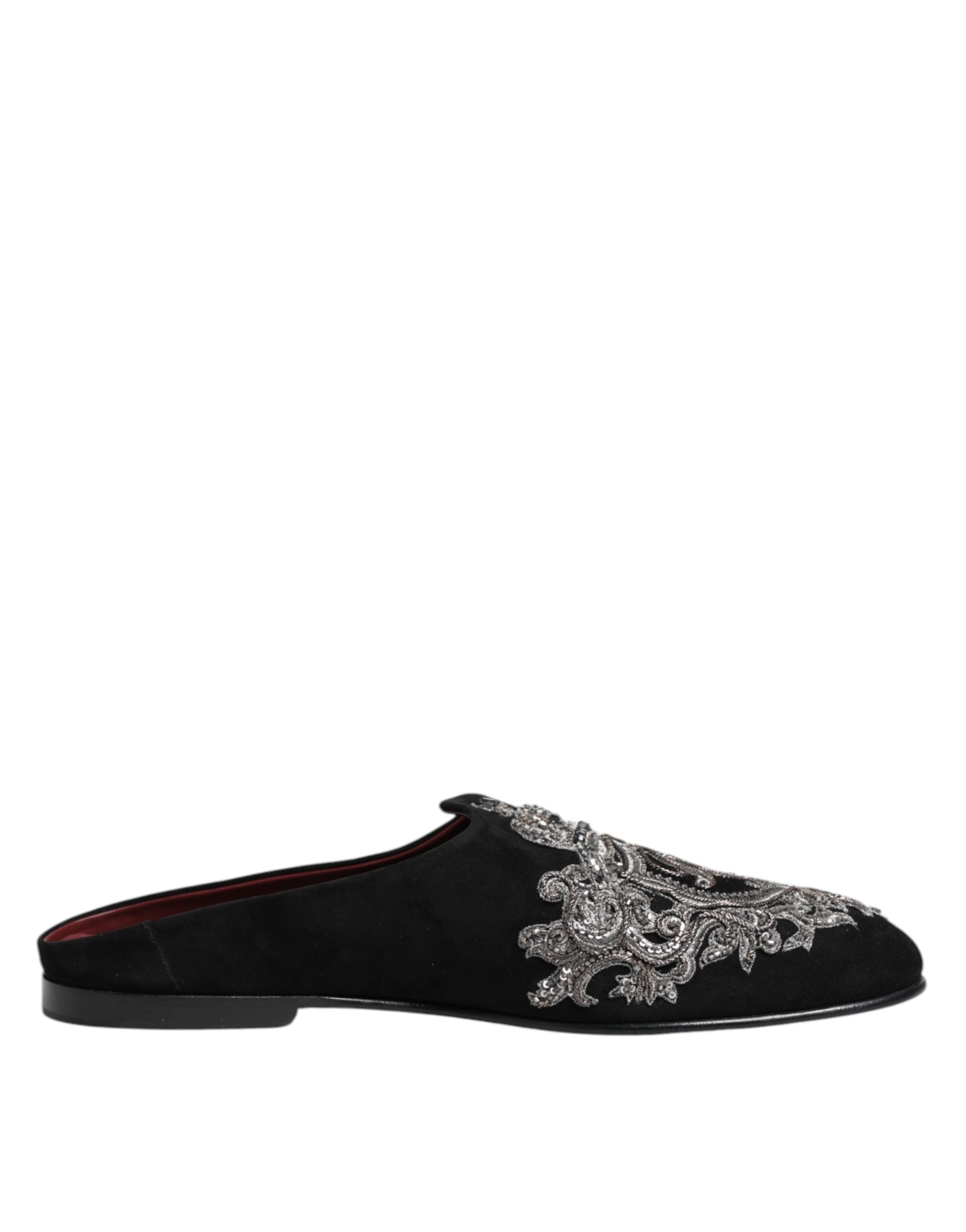 حذاء دولتشي آند غابانا المخملي الأسود من DG Crown Slipper
