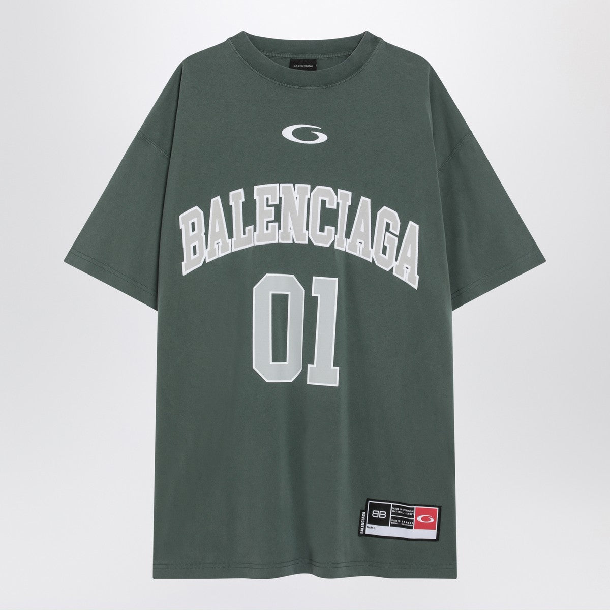 Balenciaga Balenciaga Dark green/light grey oversized basketball T-shirt
