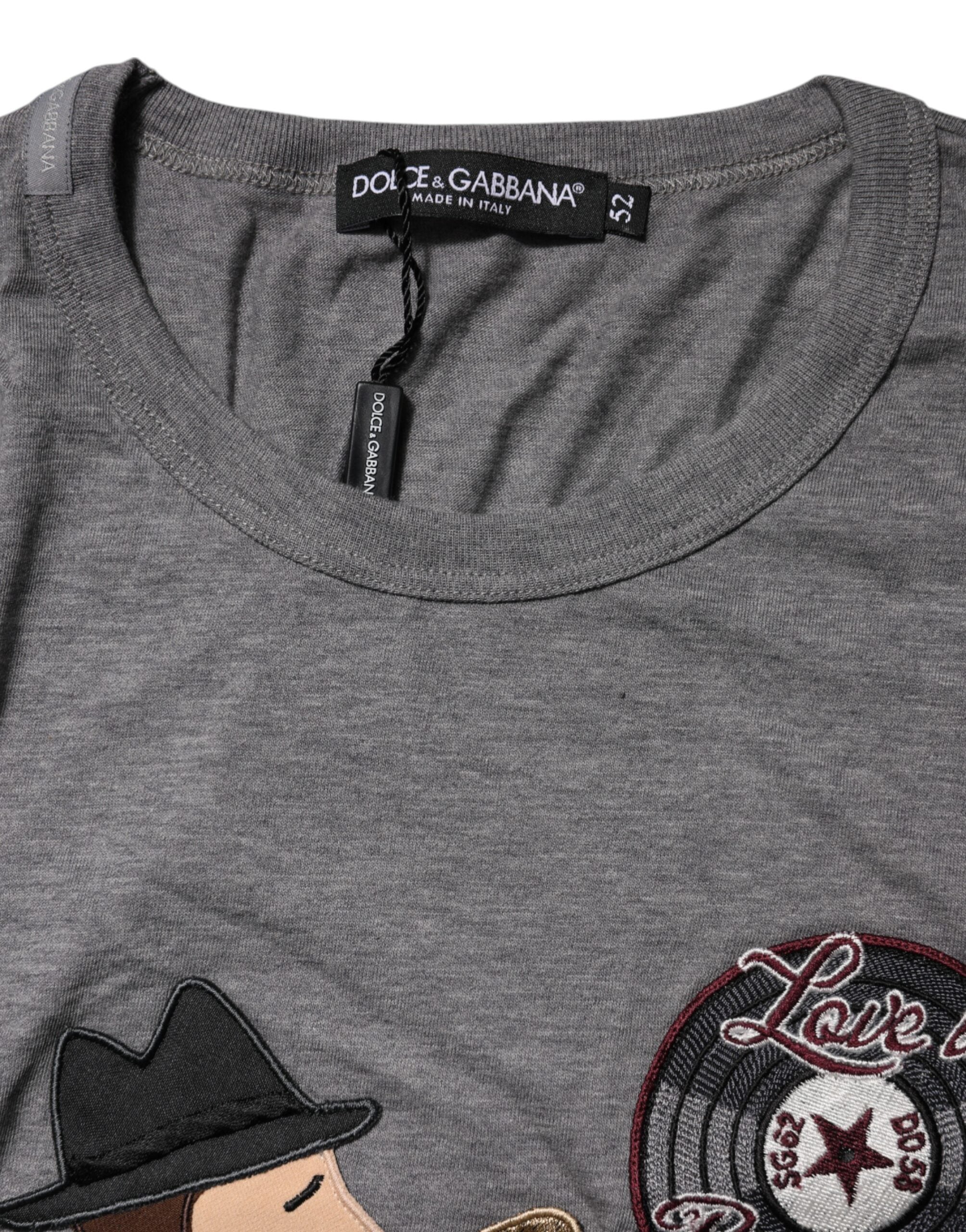 تي شيرت Dolce &amp; Gabbana Gray #DGFamily قطني برقبة دائرية