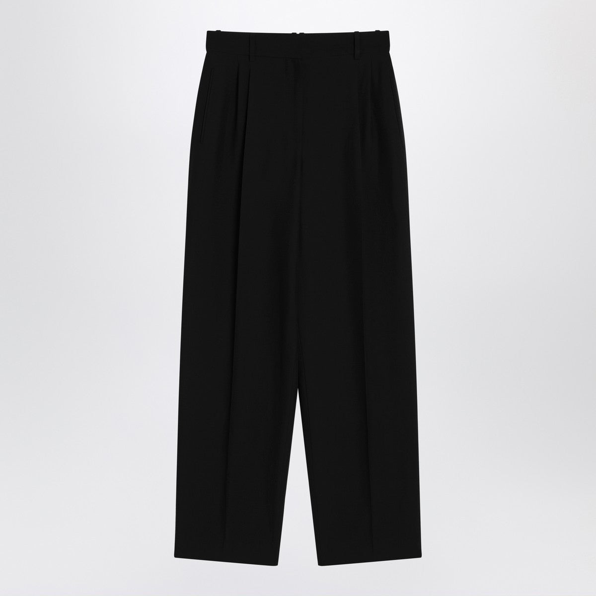 The Row Lilas trousers in black wool and linen