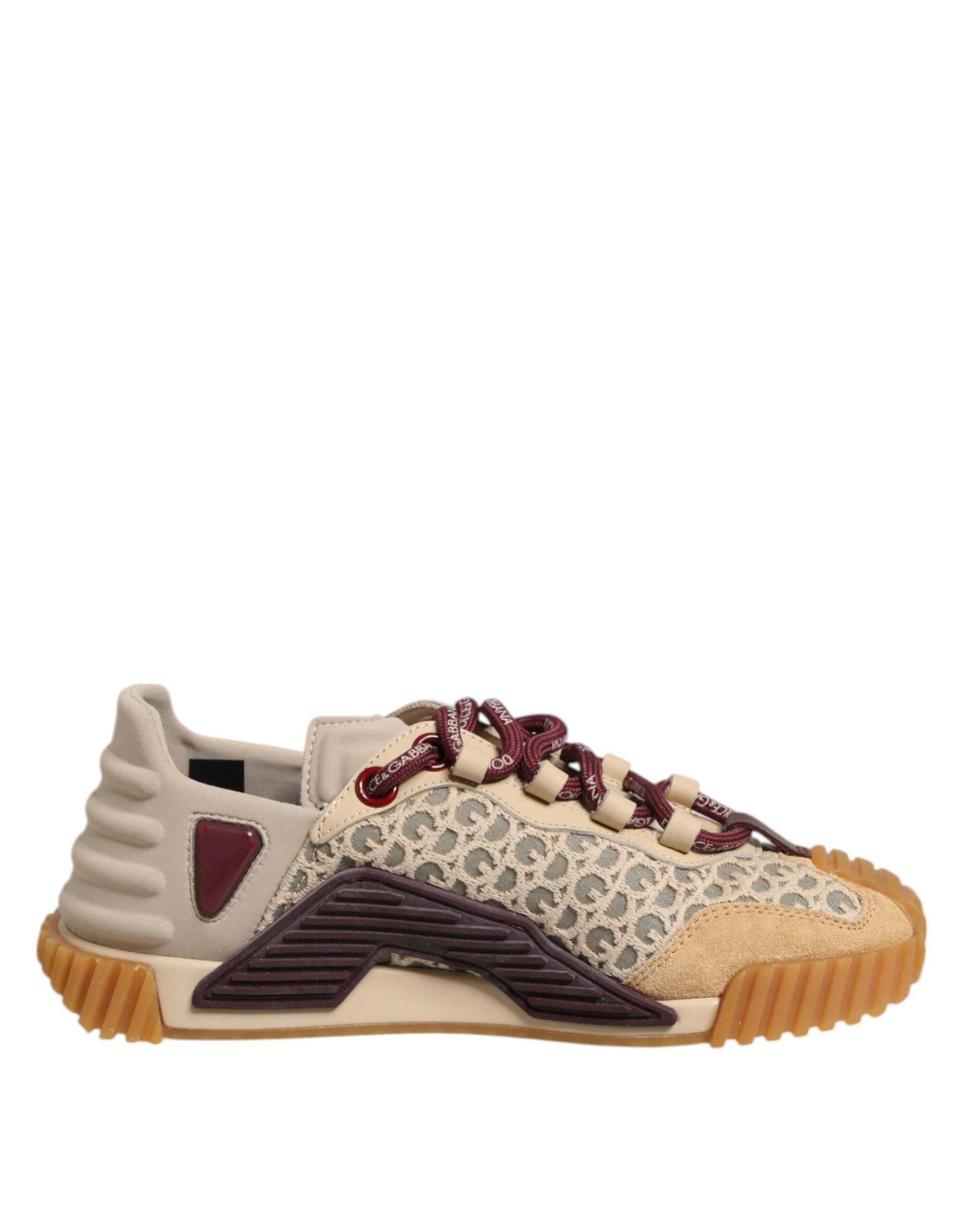 Dolce & Gabbana Beige Neoprene DG Logo NS1 Lace Sneakers Shoes
