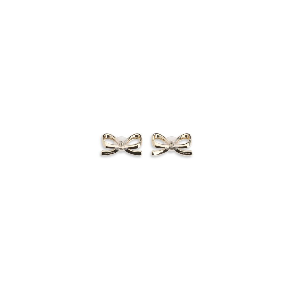 Self-Portrait GOLD CRYSTAL BOW EARRINGS
