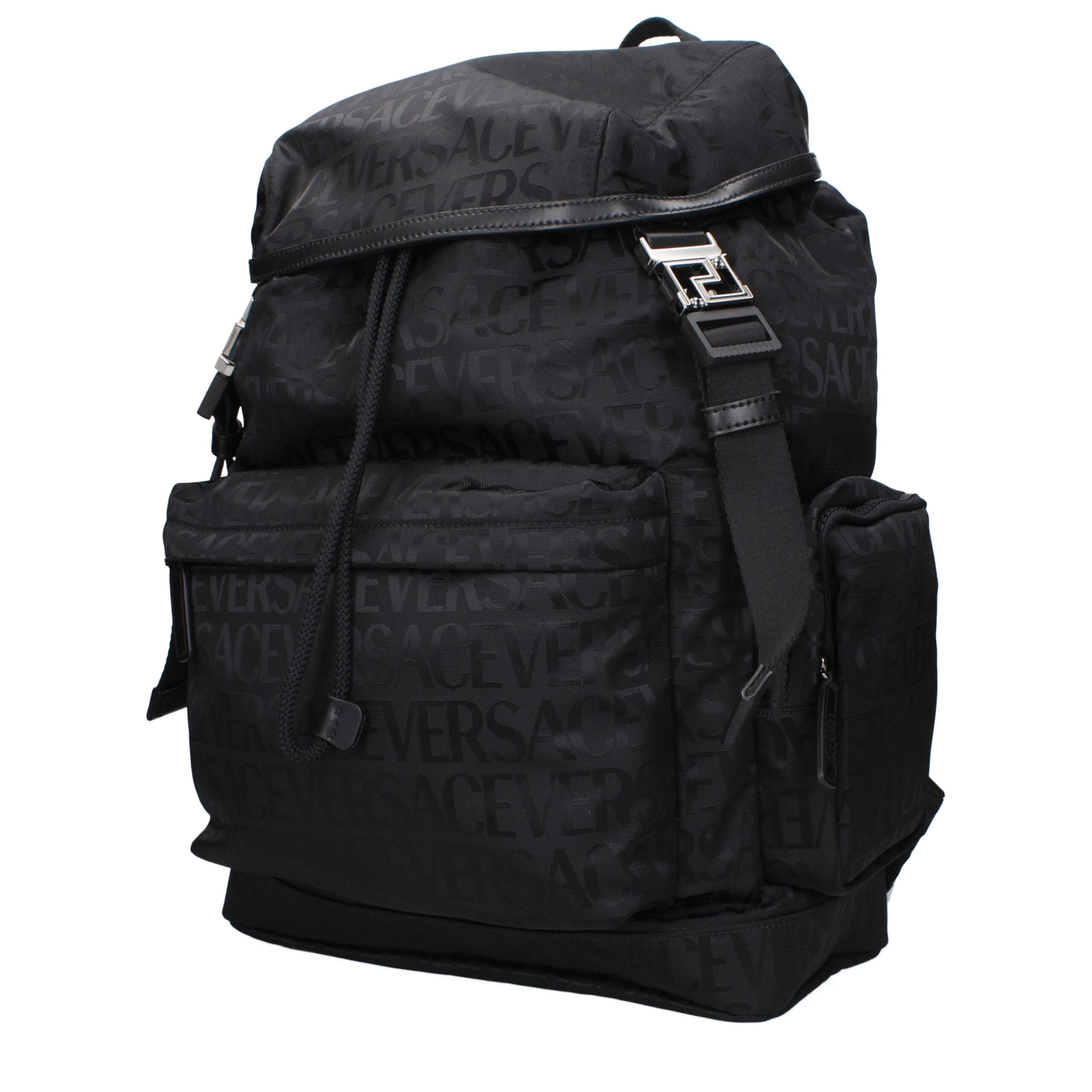 Versace Black Fabric Backpacks