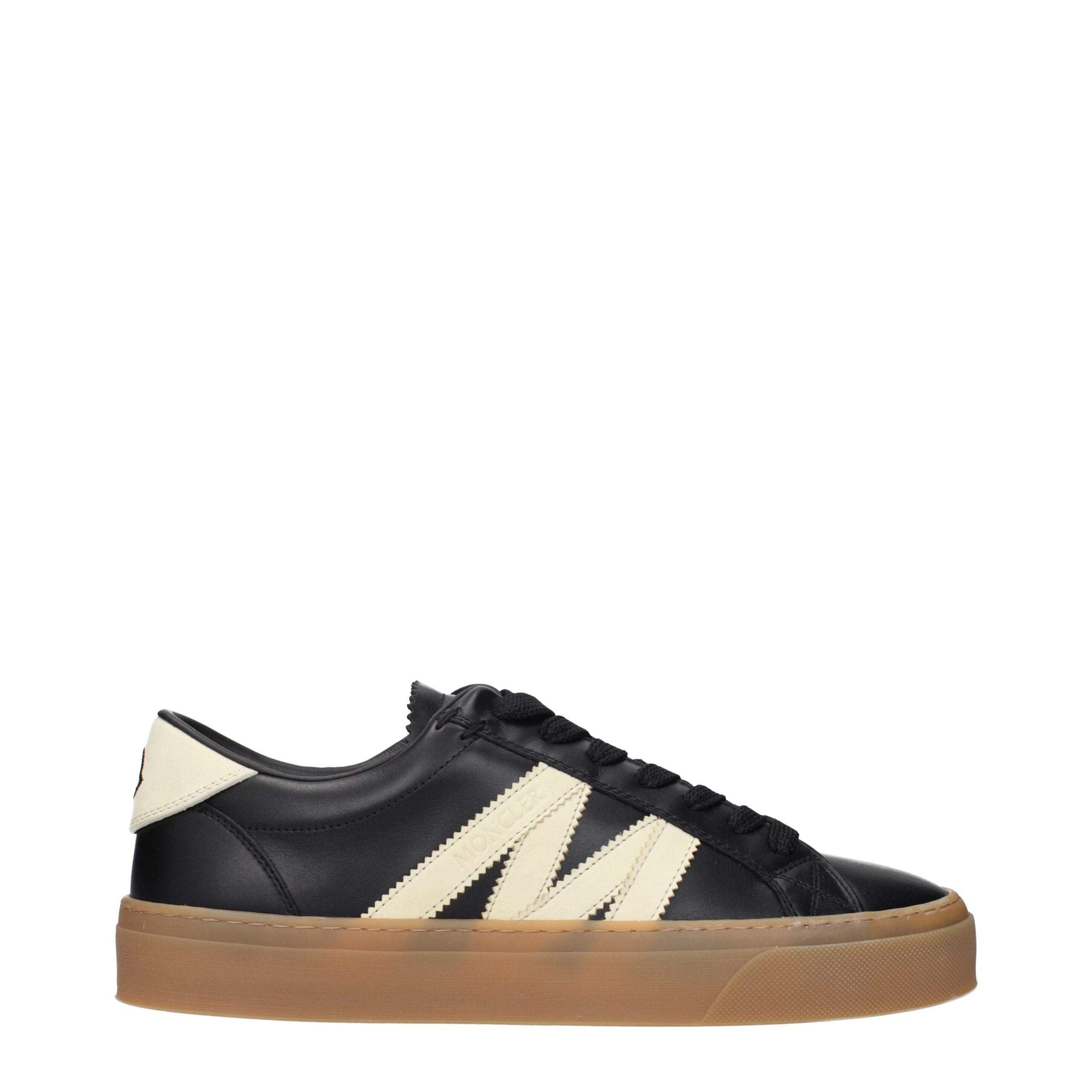 Moncler Black Leather Low Tops