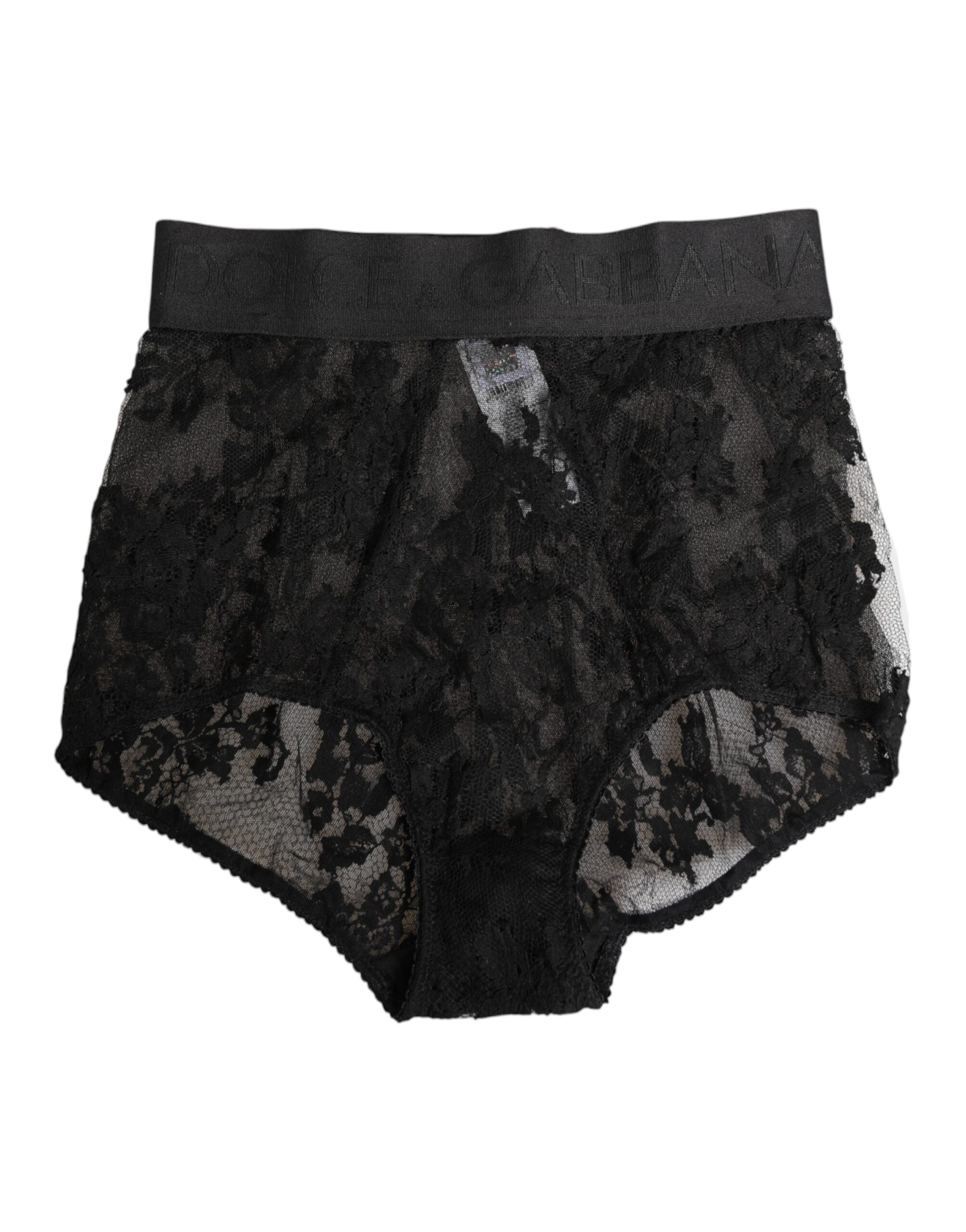 Dolce & Gabbana High Waist Briefs Black Floral Lace  Underwear