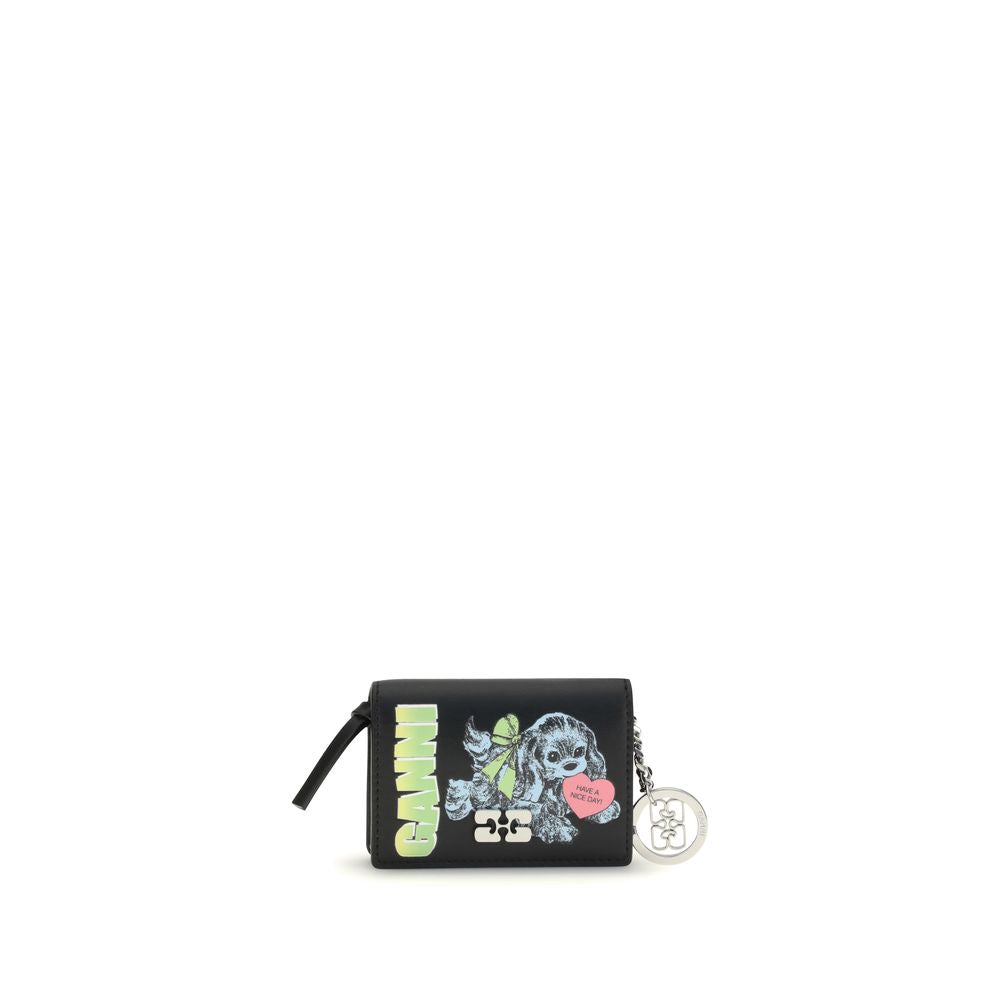 Ganni Black Recycled Leather Wallet