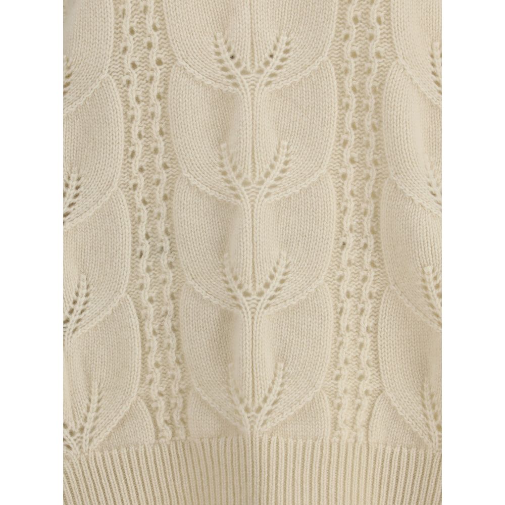 Ermanno Scervino Cream Cashmere Sweatshirt
