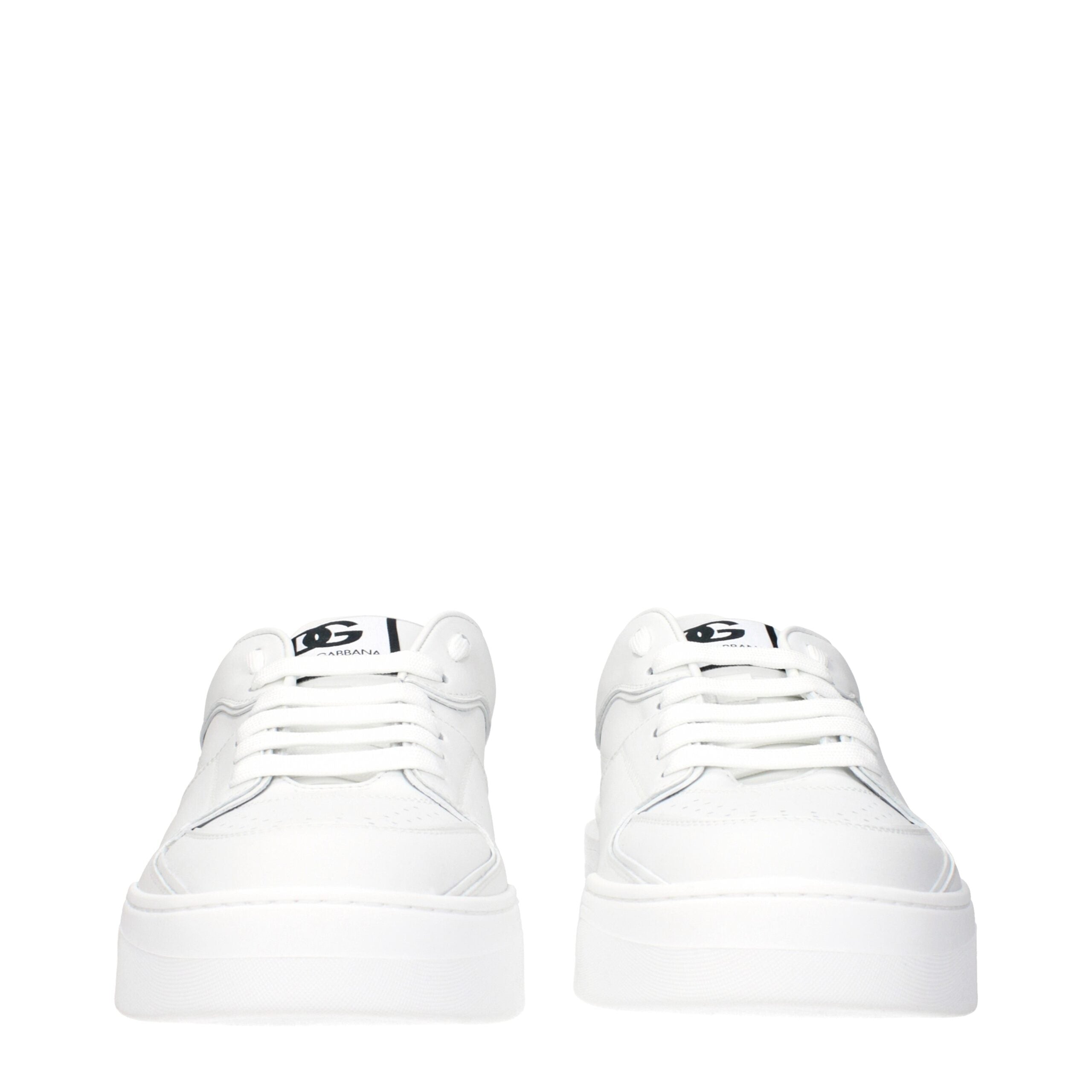 Dolce & Gabbana White Leather Low Top Sneakers
