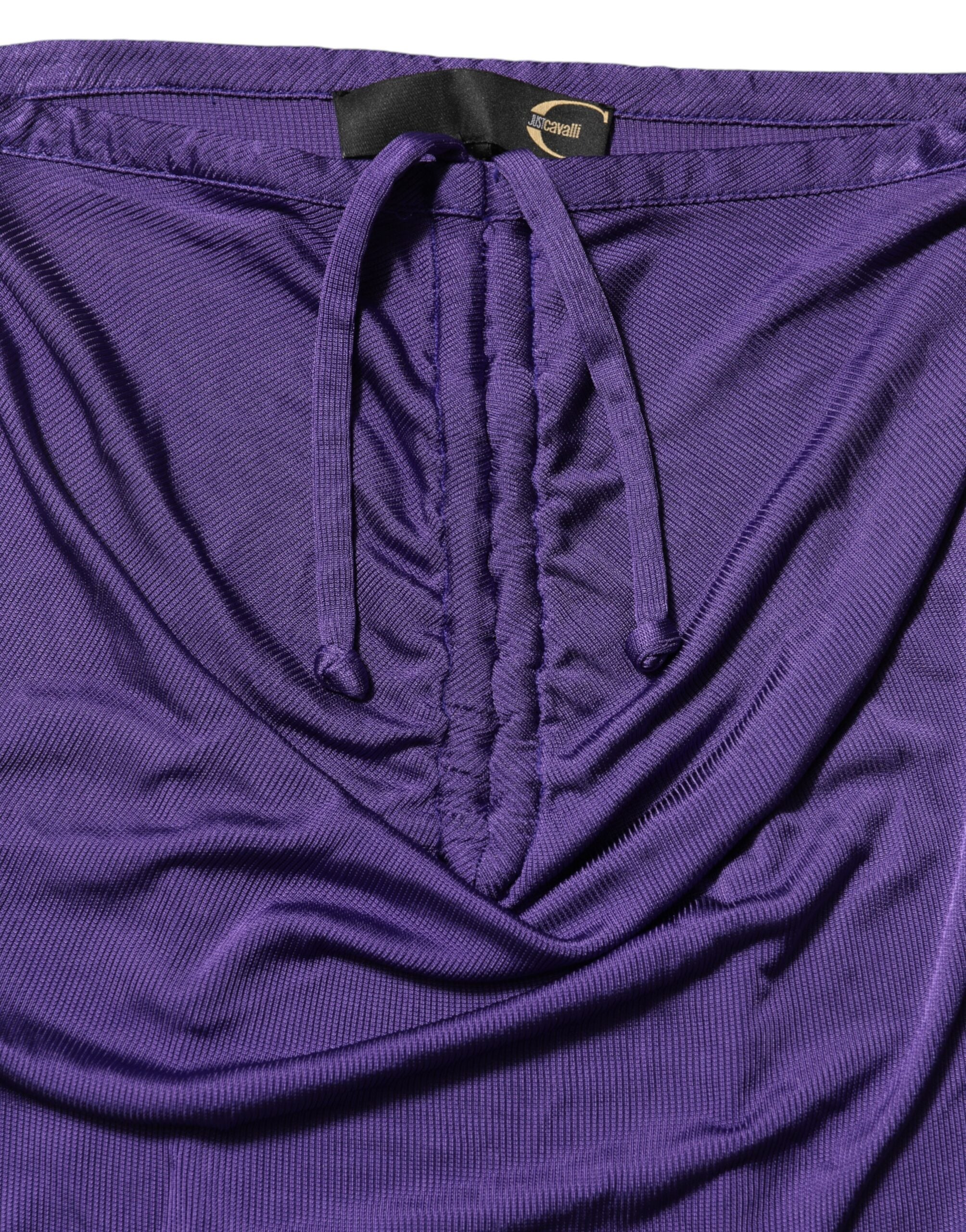 Cavalli Class Purple Viscose Elastane Strapless Bodycon Dress