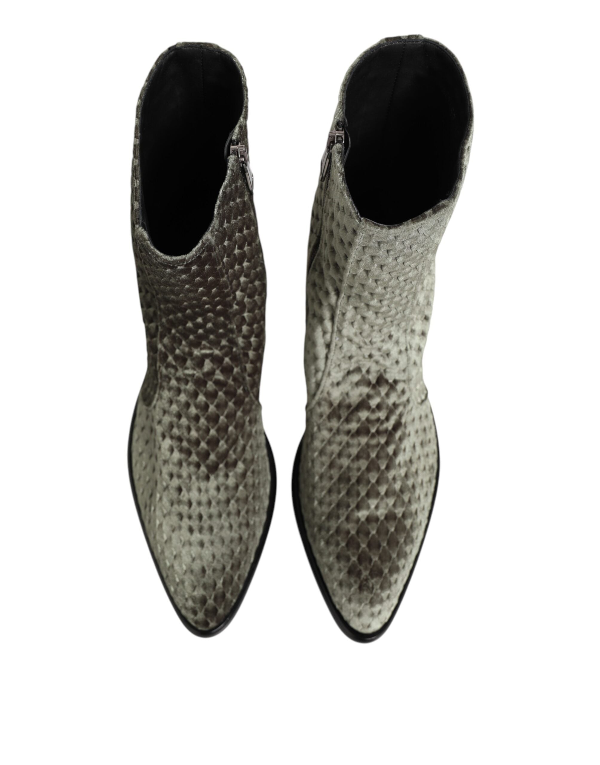 حذاء دولتشي آند غابانا رمادي من القطن المخملي قصير الساق