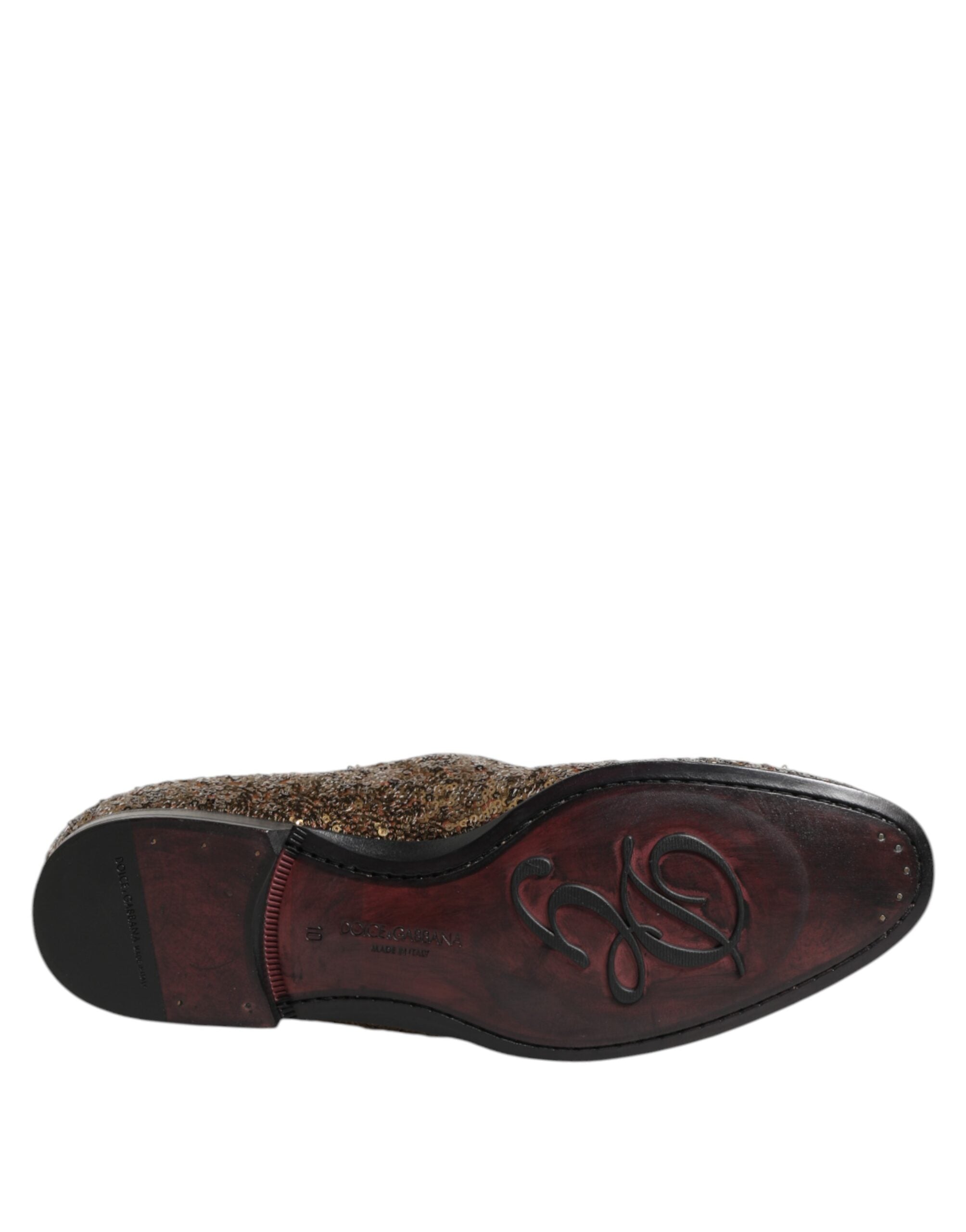 حذاء دولتشي آند غابانا الذهبي المزين بالترتر سهل الارتداء للرجال