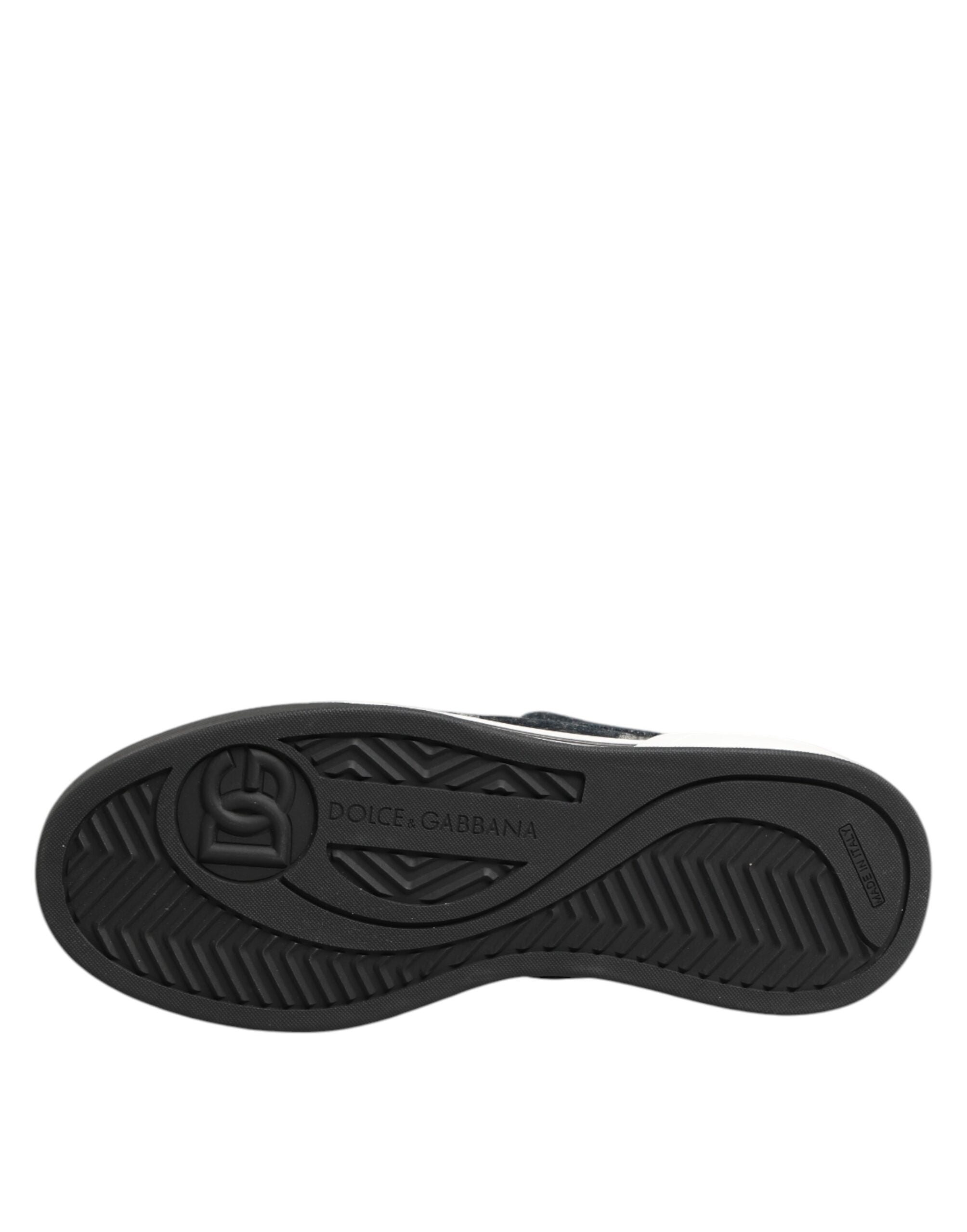 حذاء رياضي منخفض الرقبة من دولتشي آند غابانا، أزرق من القطن والدنيم، بشعار