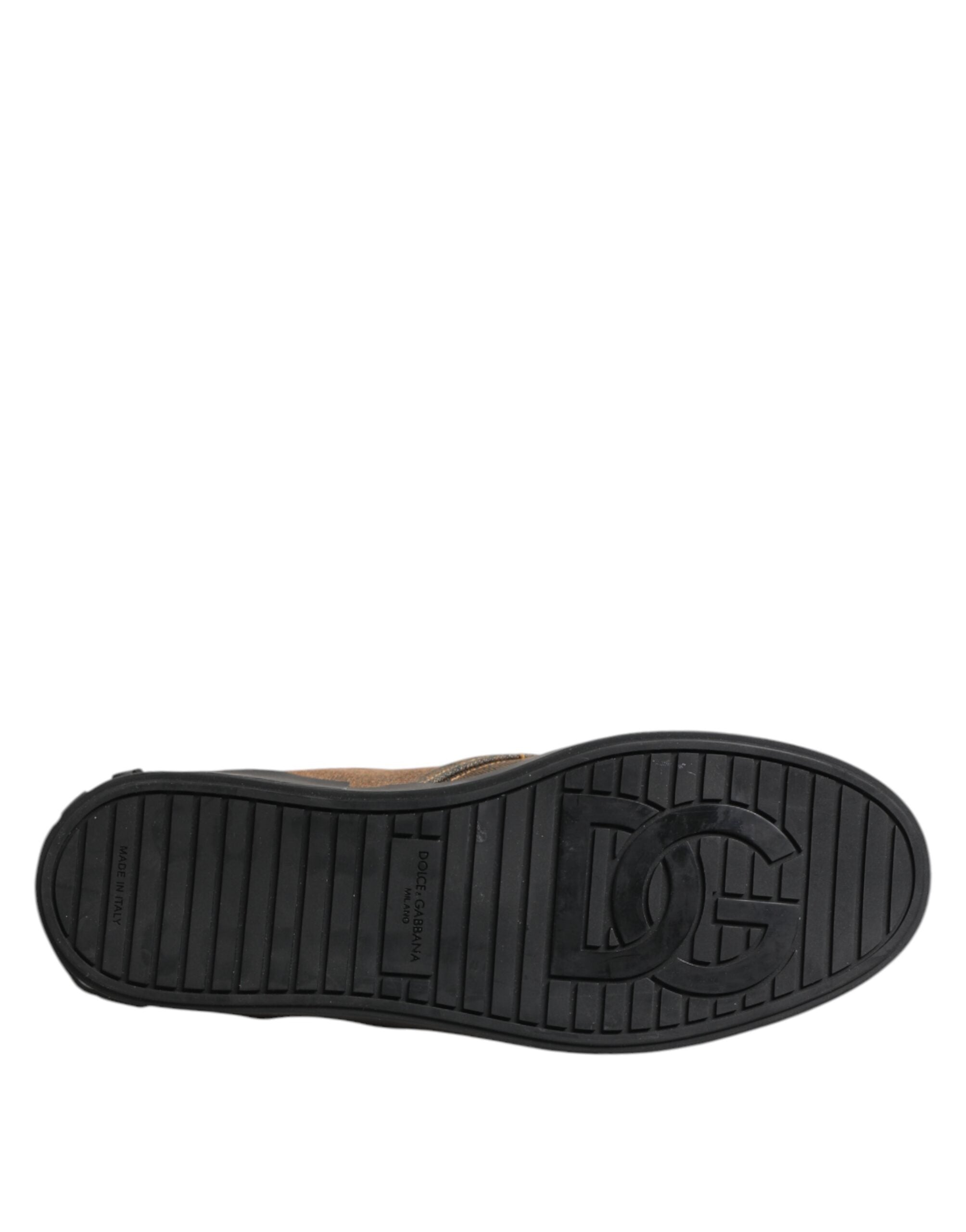 حذاء سنيكرز دولتشي آند غابانا بني قطني منخفض الارتفاع سهل الارتداء