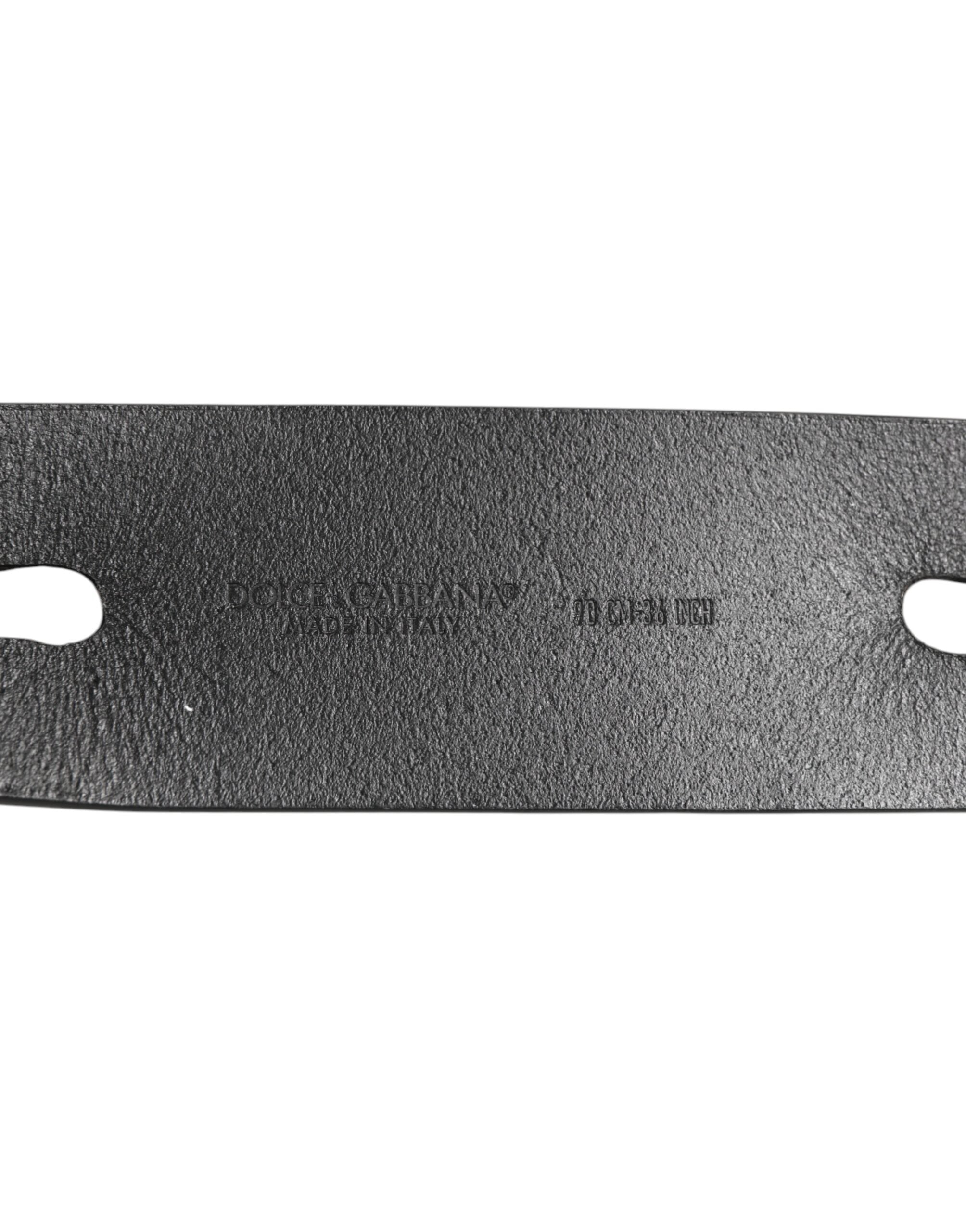 حزام دولتشي آند غابانا الأسود المزدوج المصنوع من الجلد مع مشبك فضي