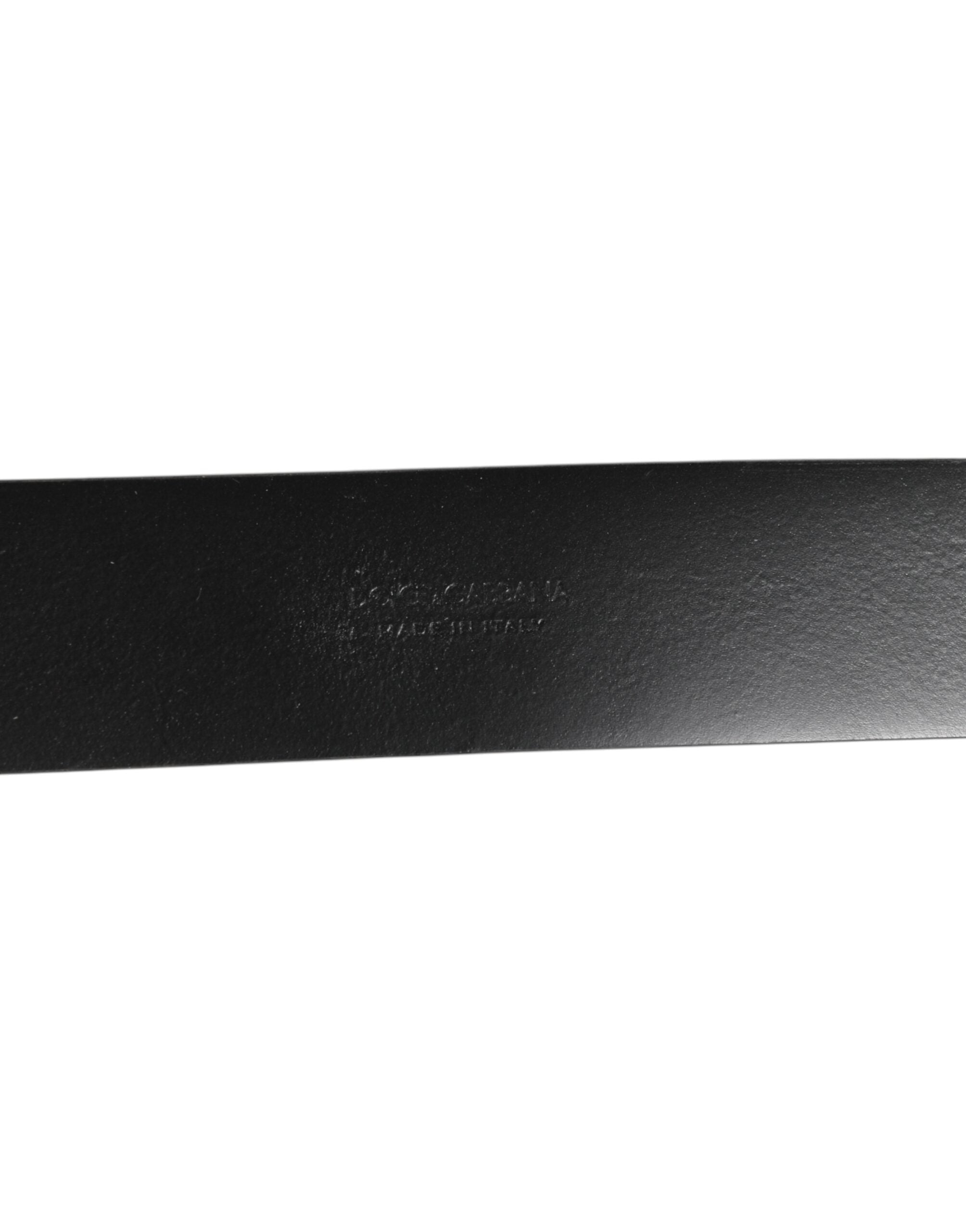 حزام دولتشي آند غابانا الأسود المصنوع من الجلد مع حلقات جانبية ومشبك نحاسي