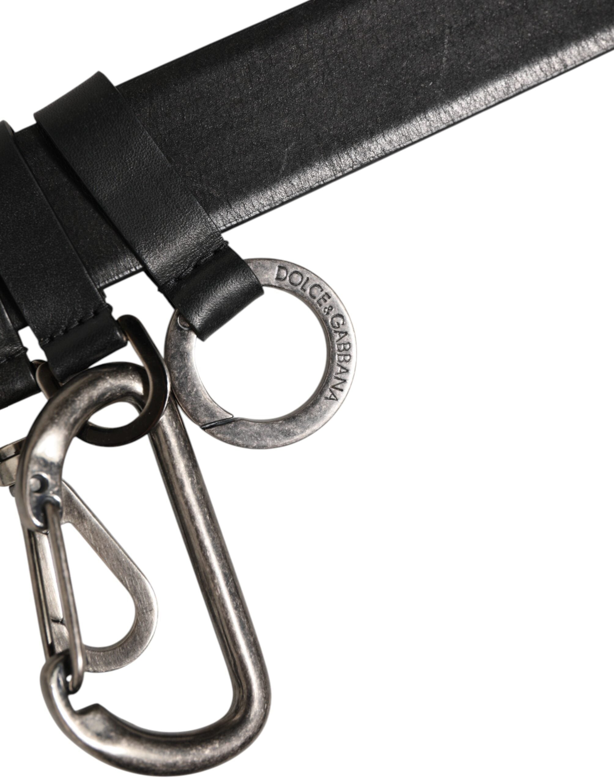 حزام دولتشي آند غابانا الأسود المزود بحلقة مفاتيح ومشبك