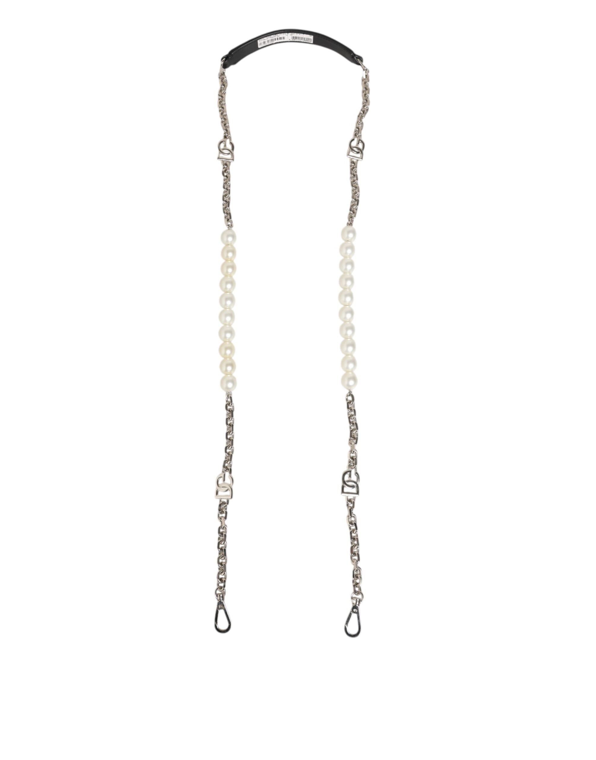 حقيبة دولتشي آند غابانا من الجلد الأسود مع سلسلة لؤلؤية وحزام كتف