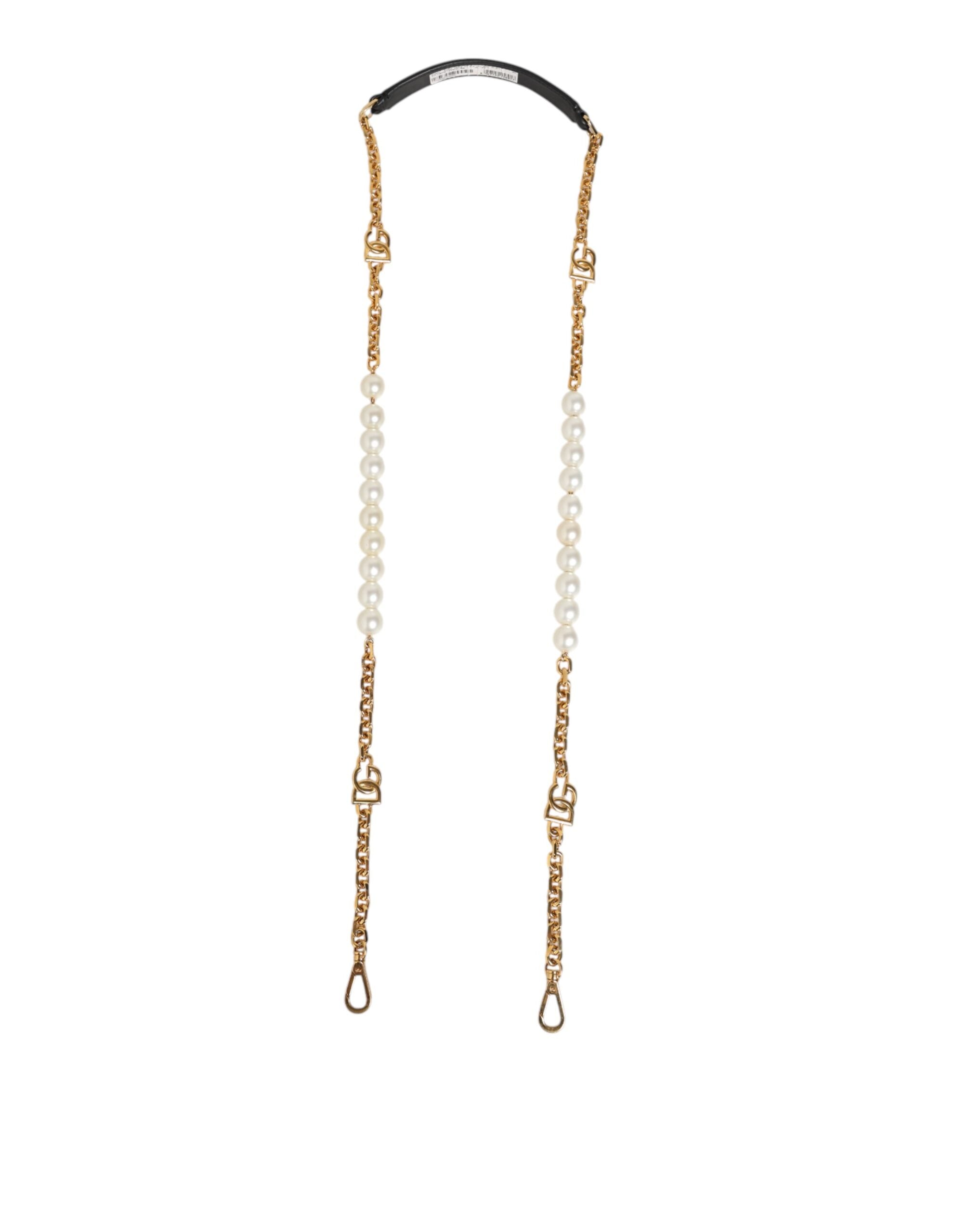 حقيبة دولتشي آند غابانا من الجلد الأسود مع سلسلة ذهبية وحزام كتف