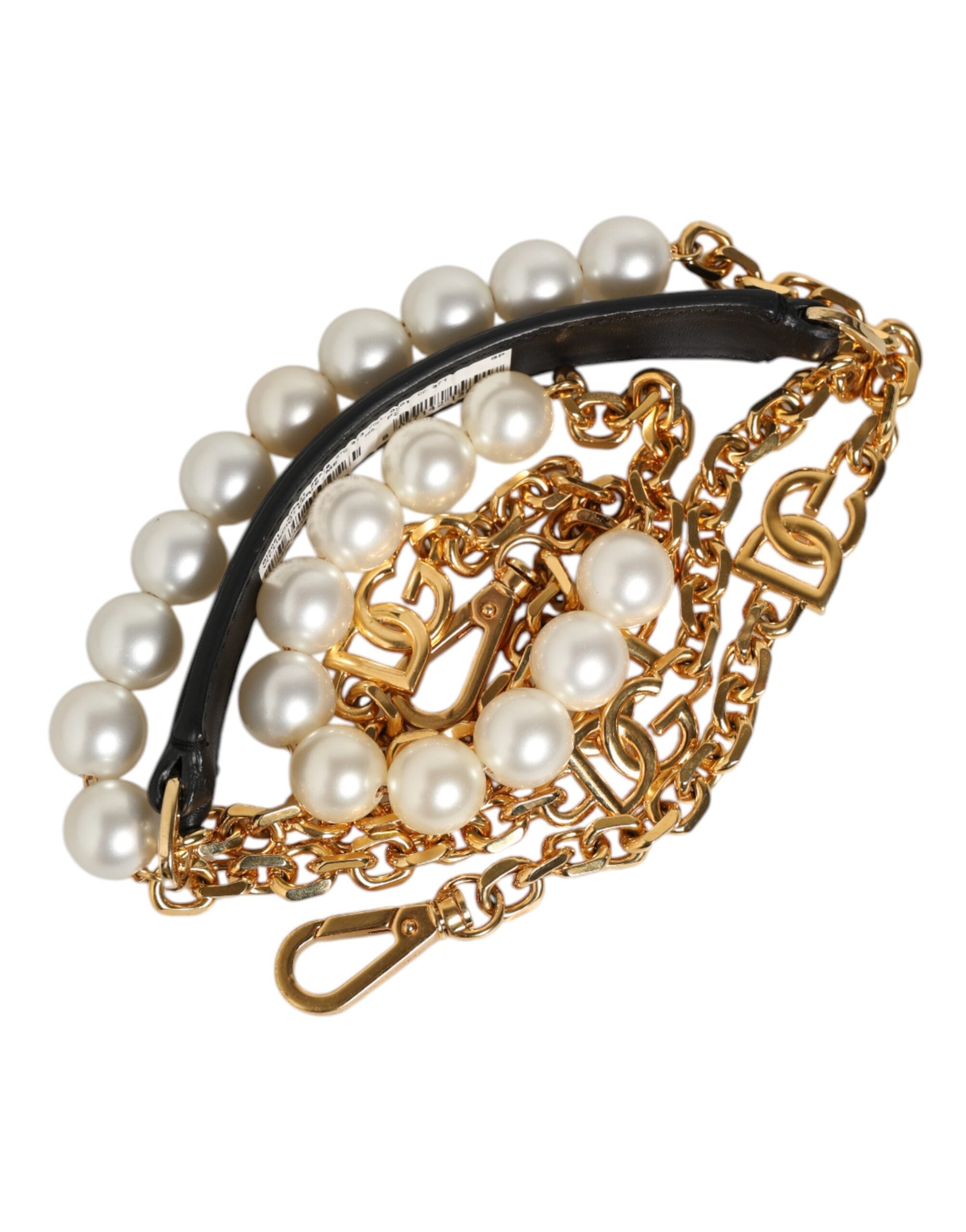 حقيبة دولتشي آند غابانا من الجلد الأسود مع سلسلة ذهبية وحزام كتف