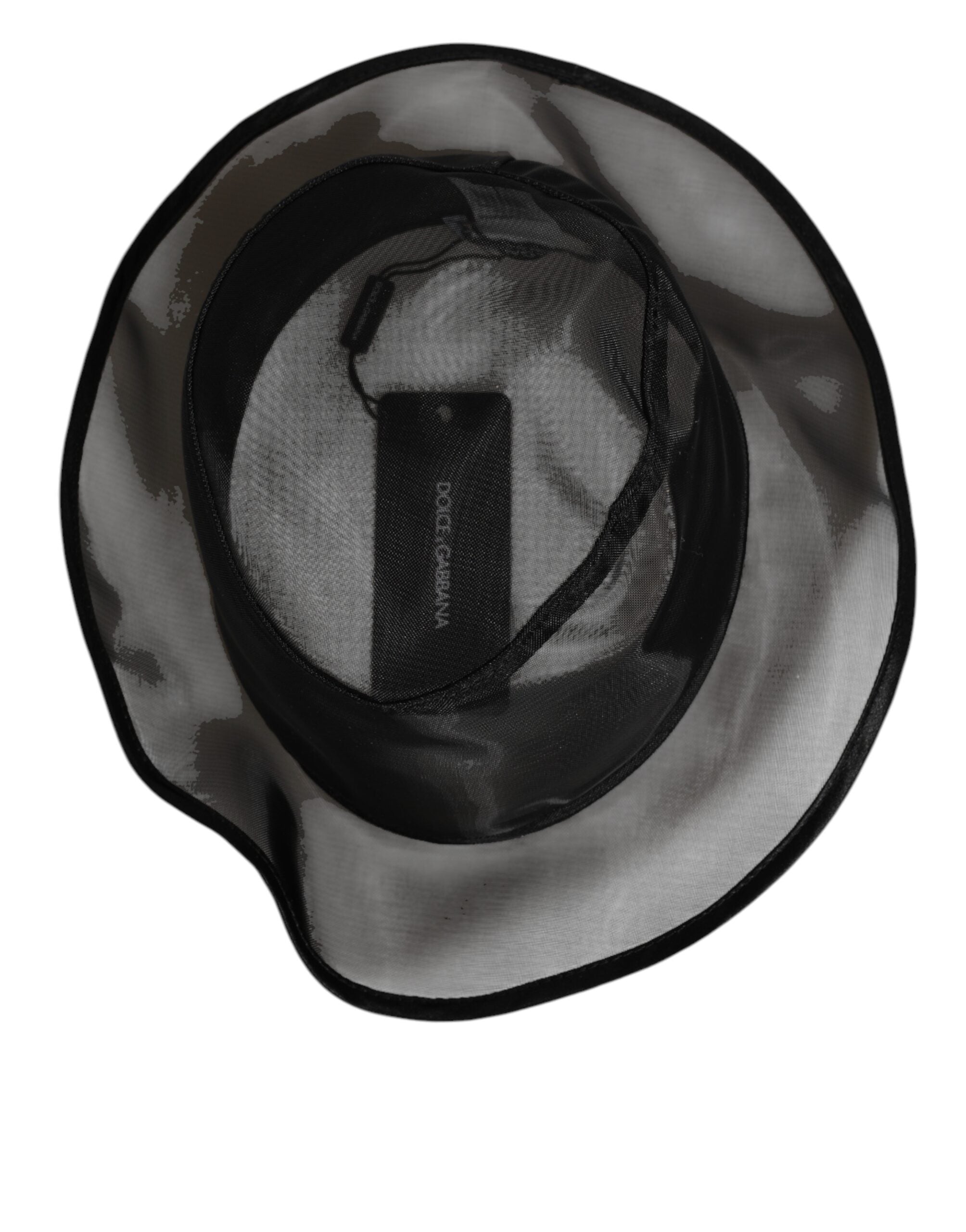 قبعة صياد السمك دولتشي آند غابانا السوداء المصنوعة من الحرير الشبكي للرجال