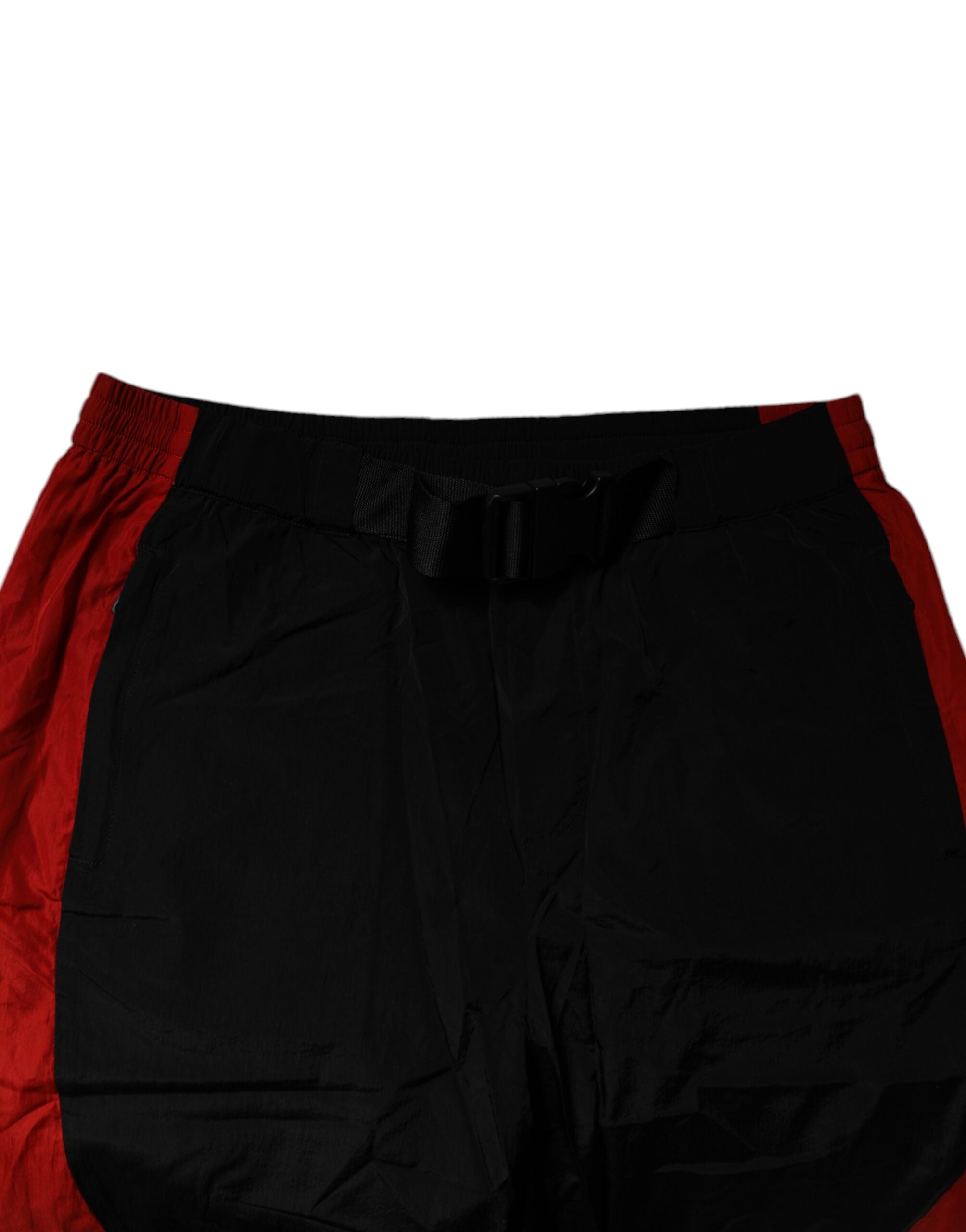 بنطال رياضي من النايلون بطبعة جلد النمر باللونين الأسود والأحمر من دولتشي آند غابانا