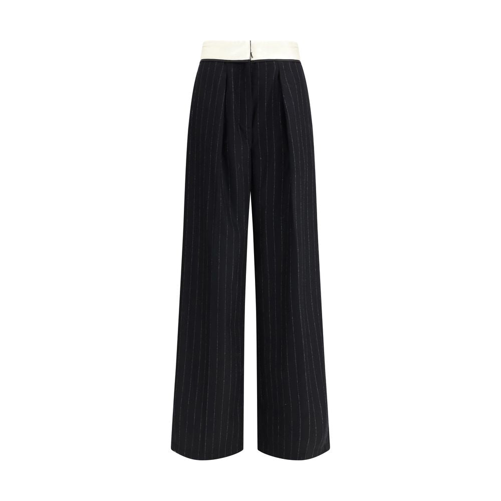 بنطلون Forte_Forte Sartorial عالي الخصر مخطط من مزيج الصوف