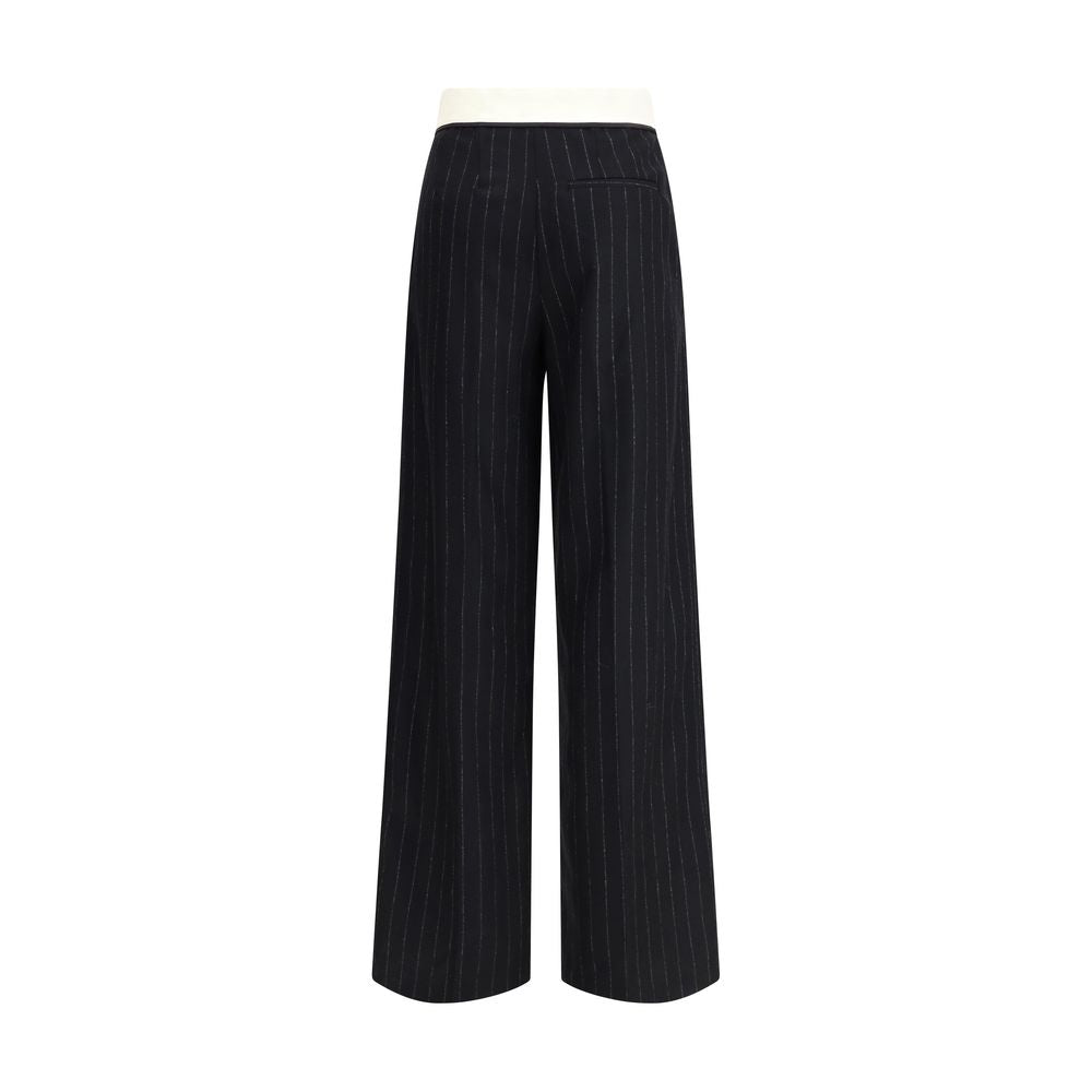 بنطلون Forte_Forte Sartorial عالي الخصر مخطط من مزيج الصوف