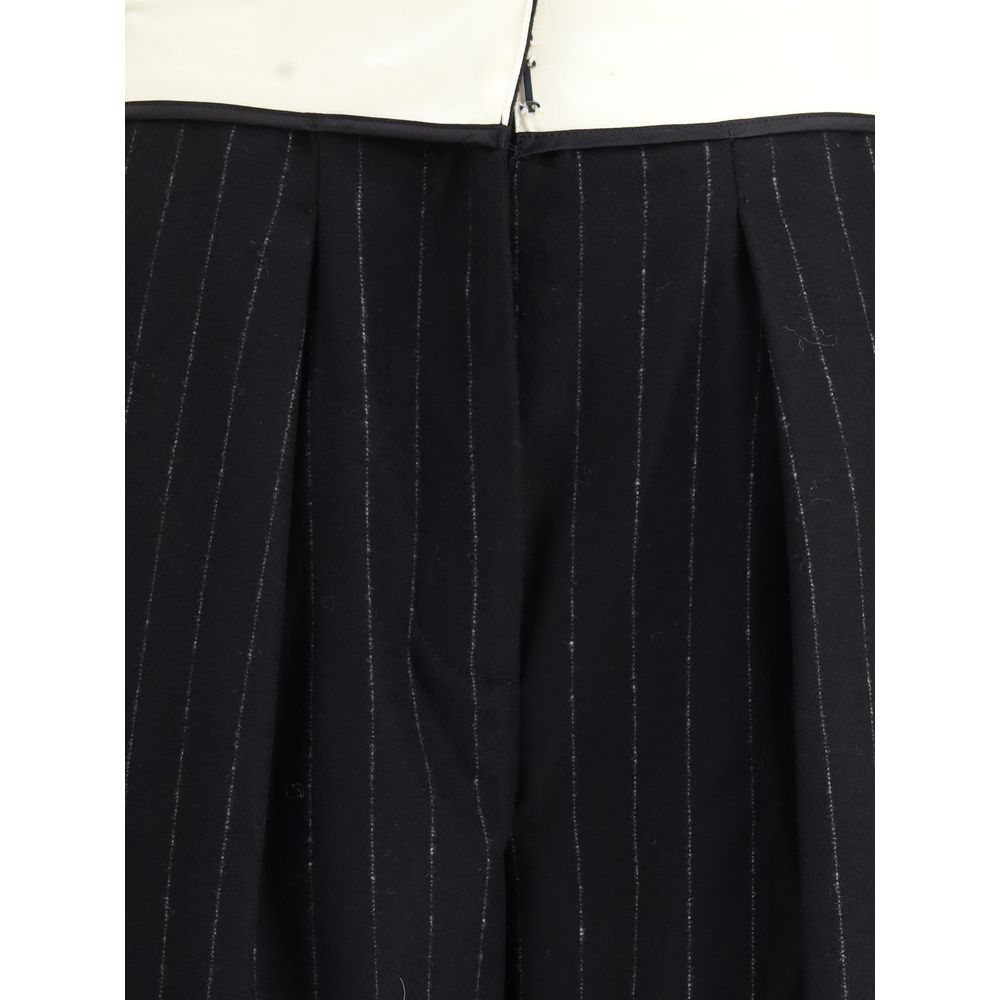 بنطلون Forte_Forte Sartorial عالي الخصر مخطط من مزيج الصوف