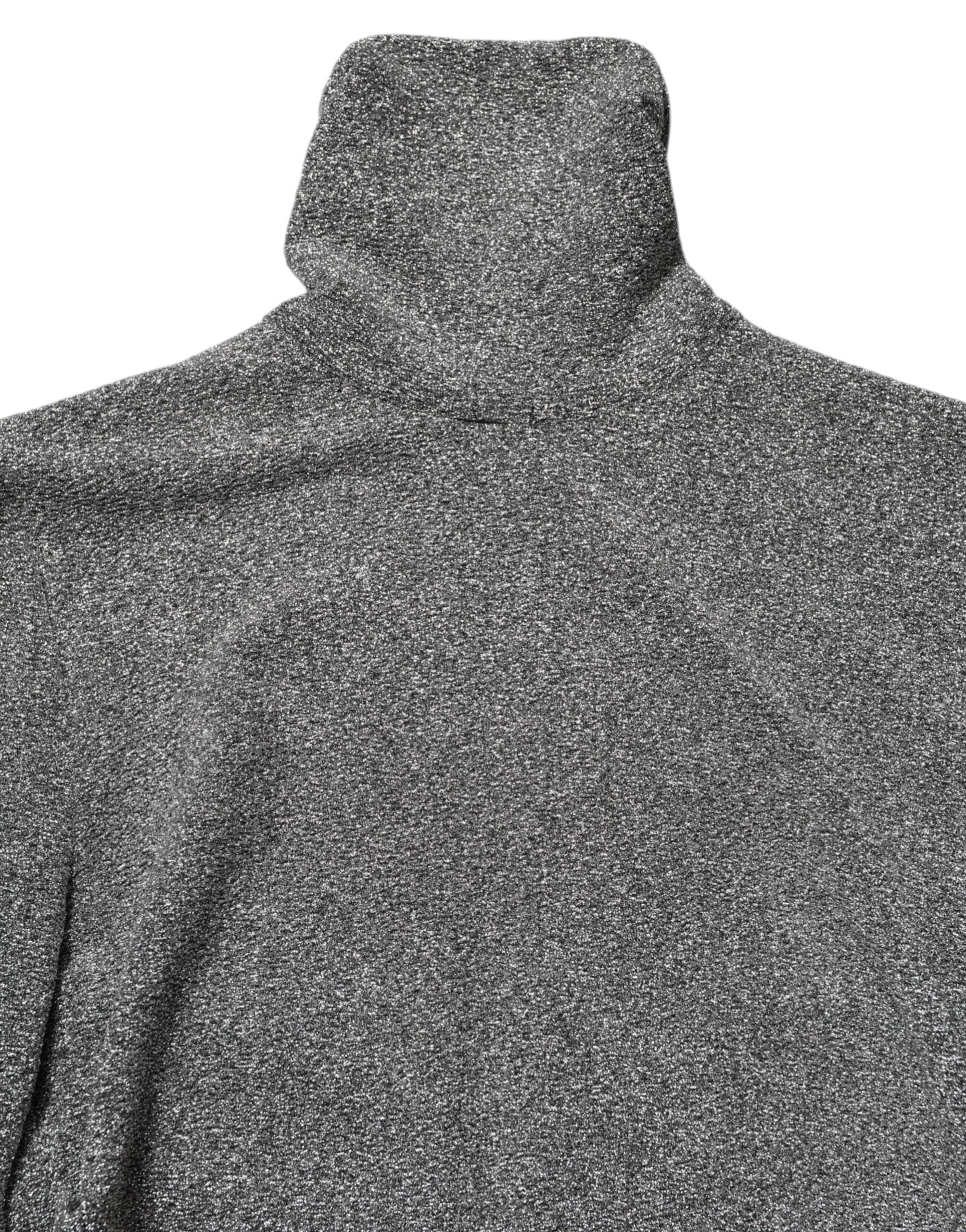 فستان دولتشي آند غابانا رمادي نايلون ضيق بأكمام طويلة