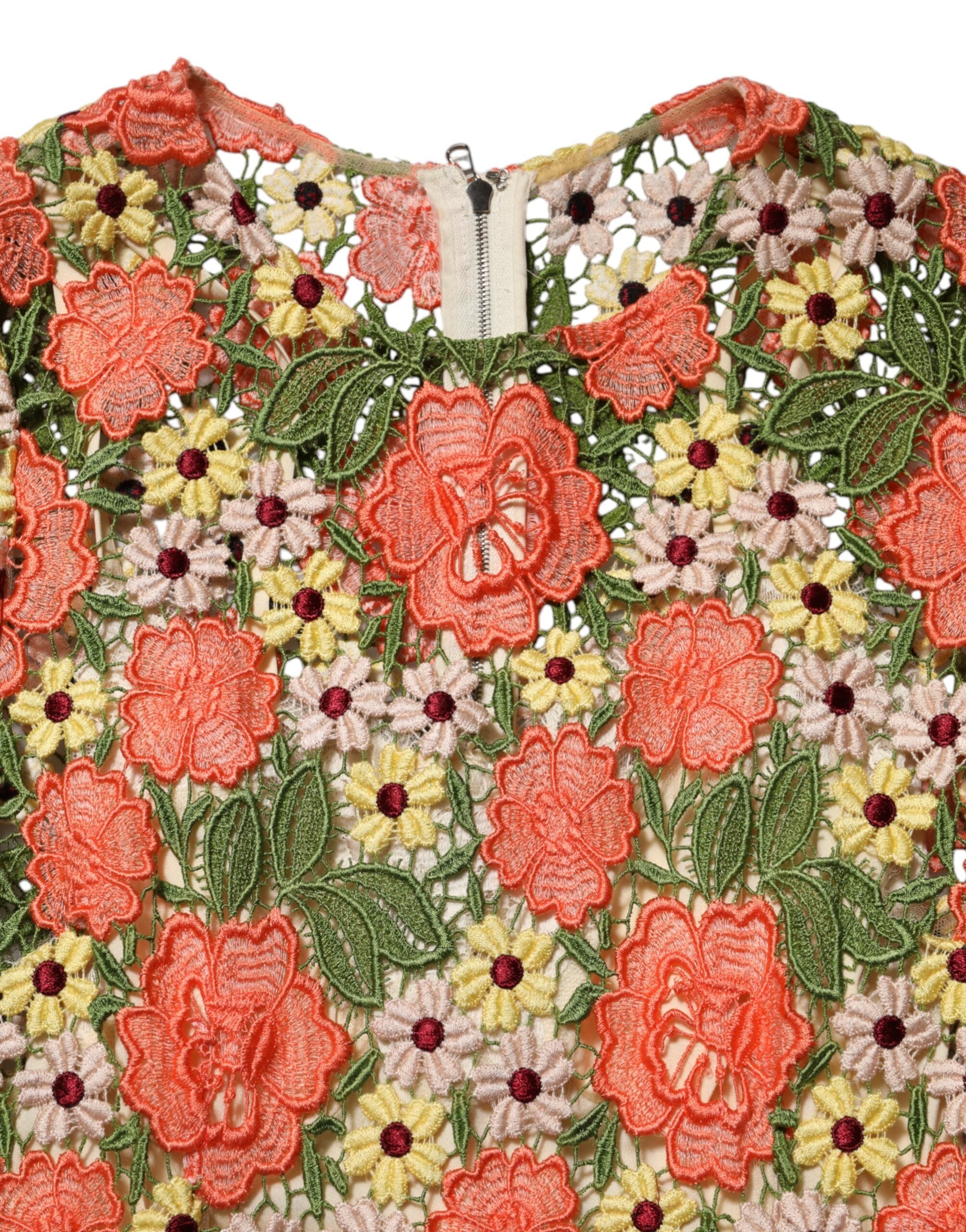 فستان دولتشي آند غابانا ميني متعدد الألوان مطرز بالورود