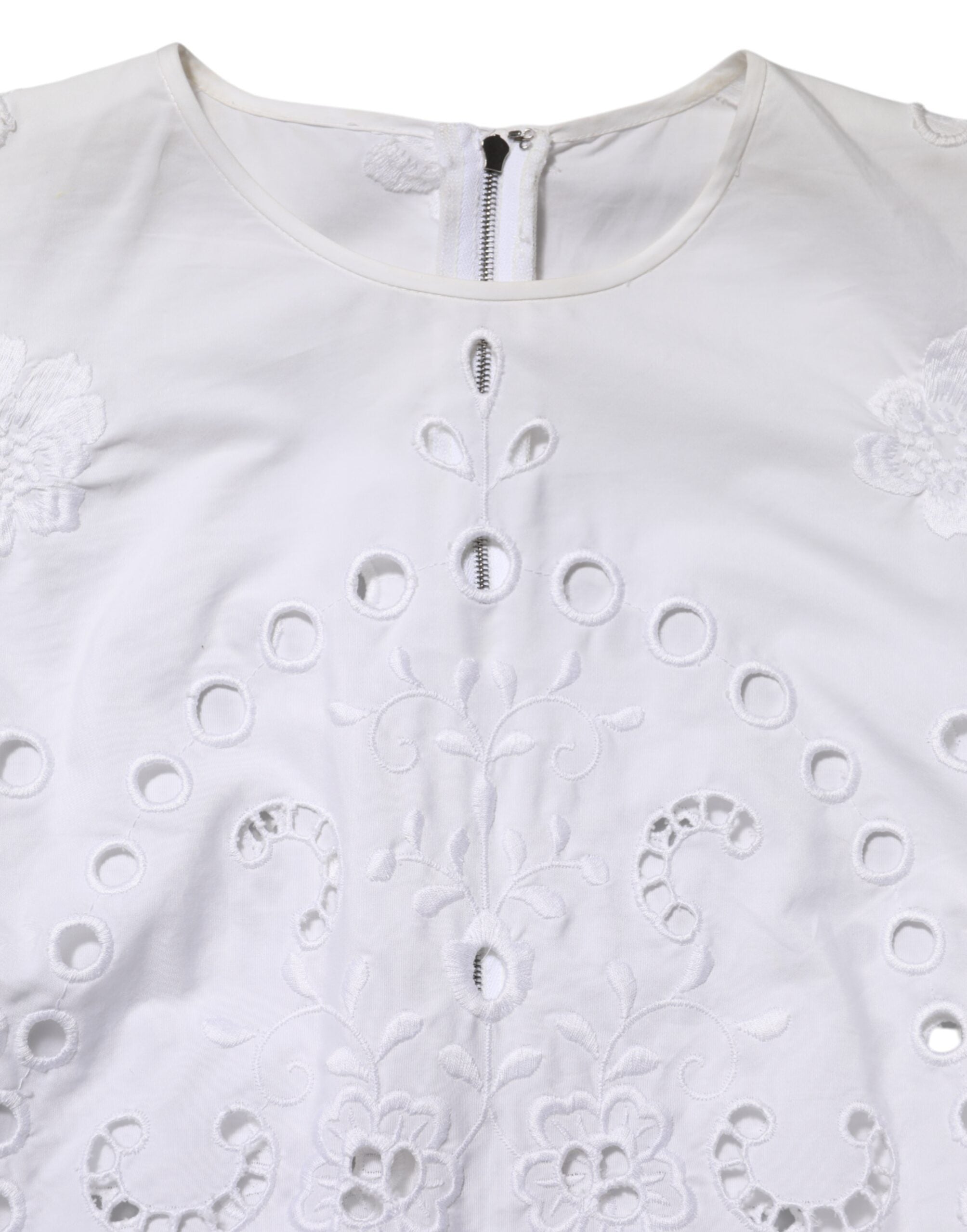 فستان دولتشي آند غابانا قصير أبيض بفتحة على شكل حرف A