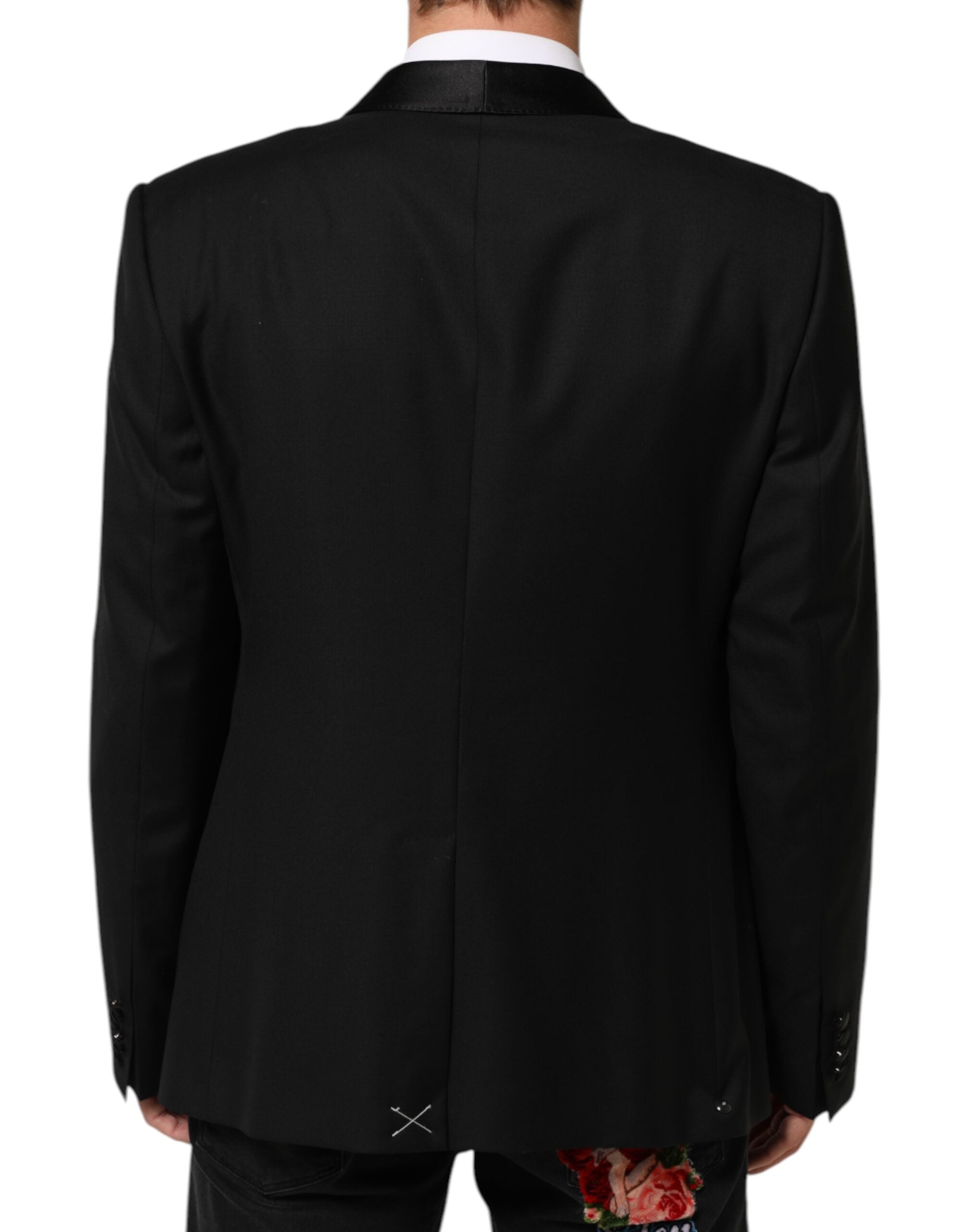 Dolce & Gabbana Black Wool GOLD 1 Button Men Suit Blazer