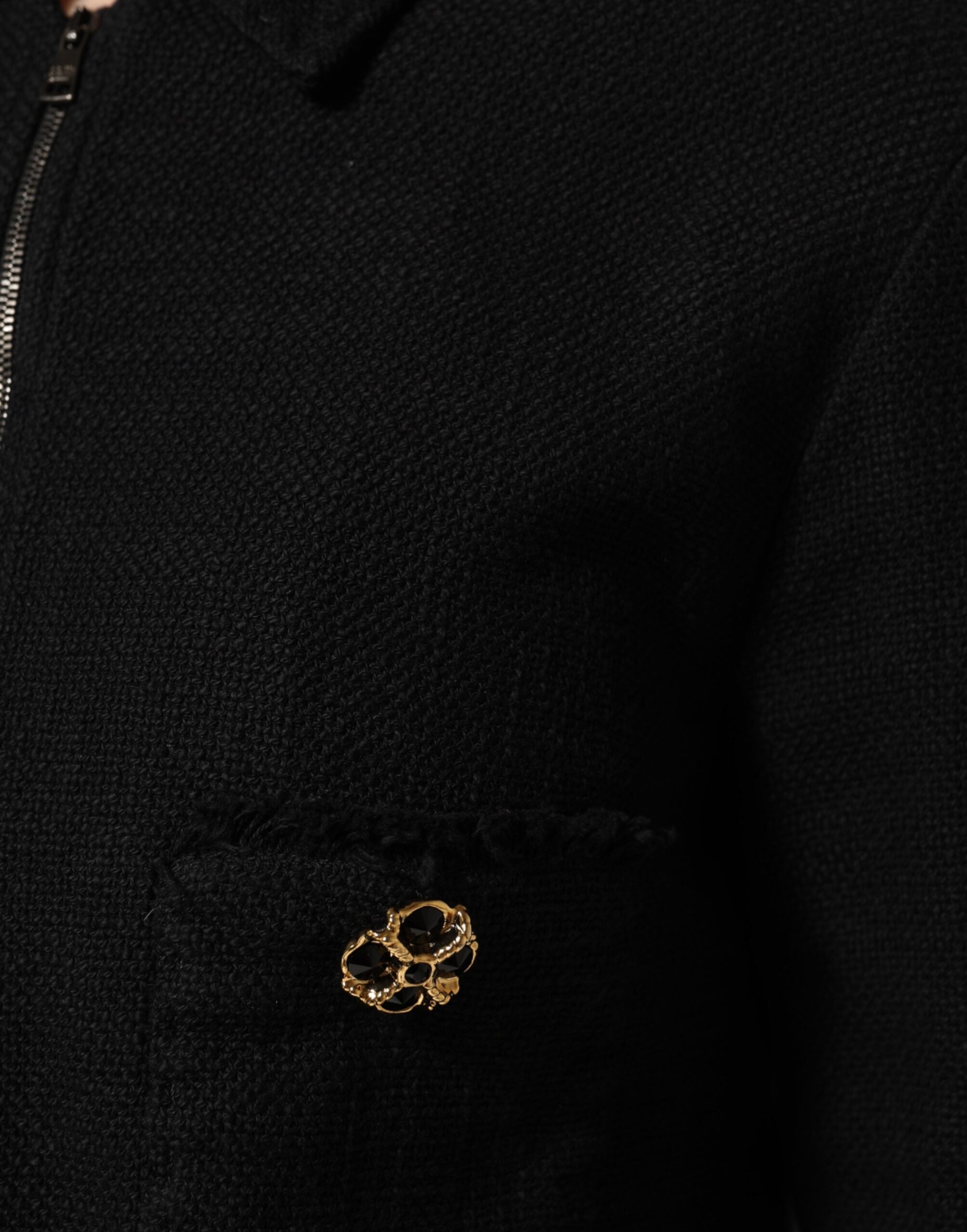 جاكيت دولتشي آند غابانا أسود من القطن بسحاب كامل ومقصور