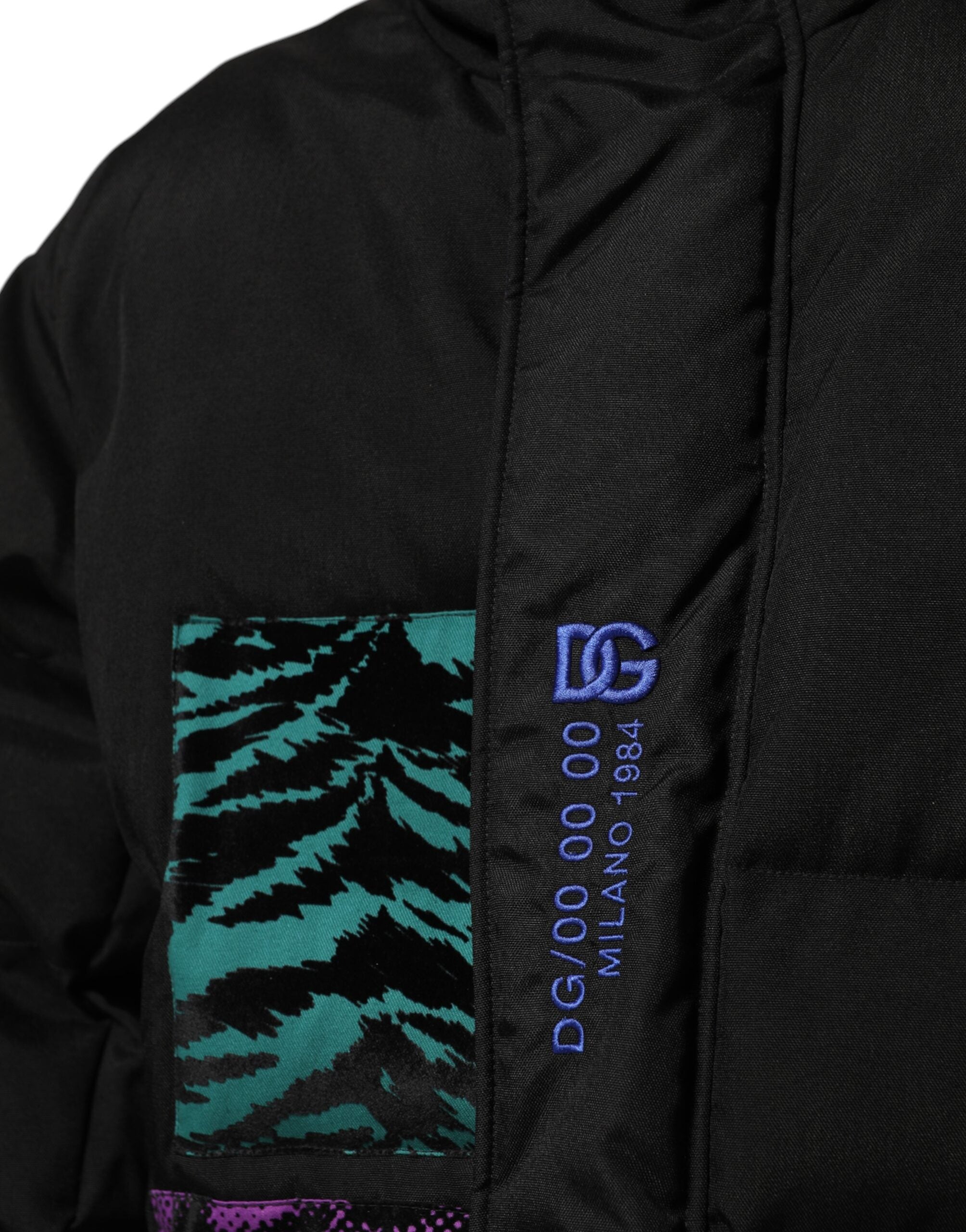 جاكيت دولتشي آند غابانا أسود من النايلون بسحاب كامل للرجال