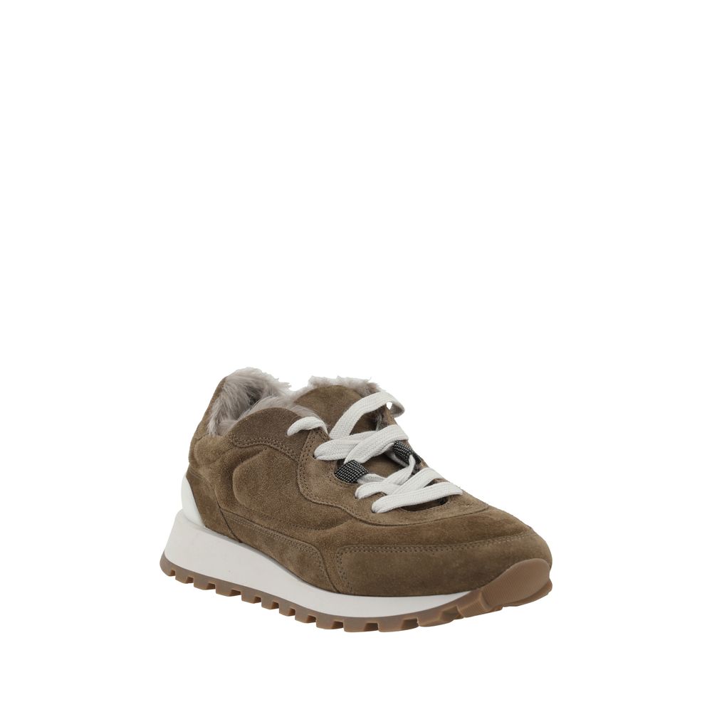 Brunello Cucinelli Brown Rubber Platform Sneakers