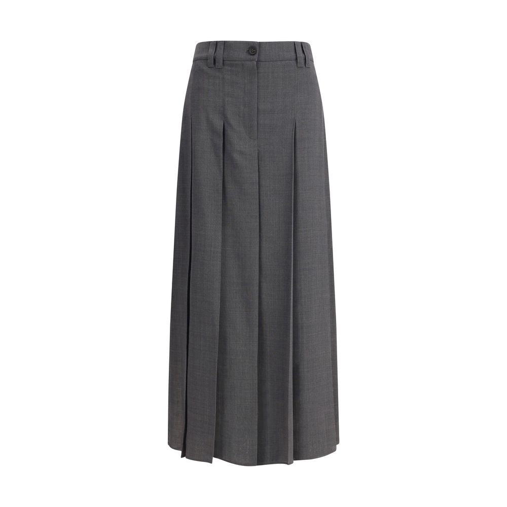Brunello Cucinelli Gray Polyester Long Skirt