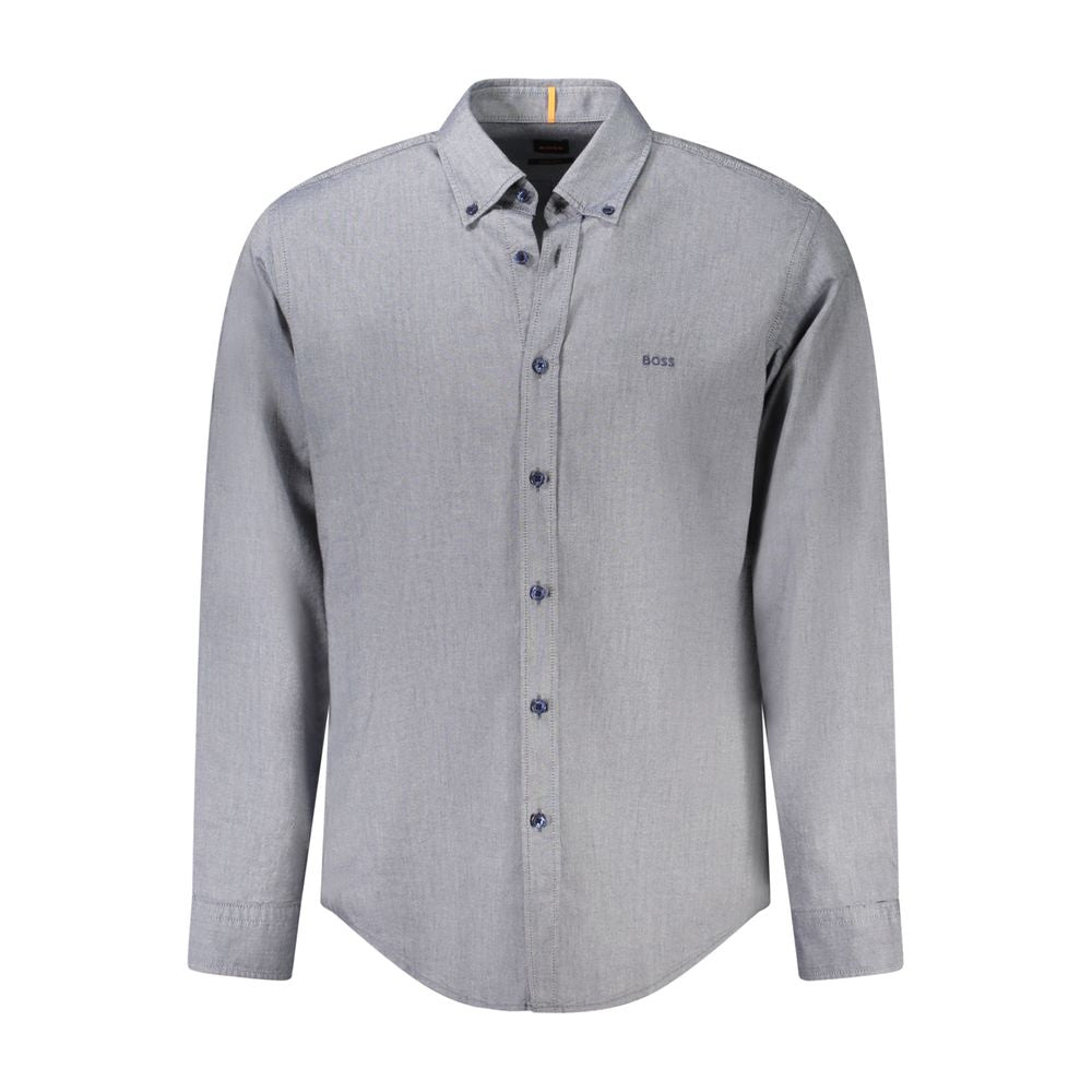 Hugo Boss Blue Cotton Men Shirt