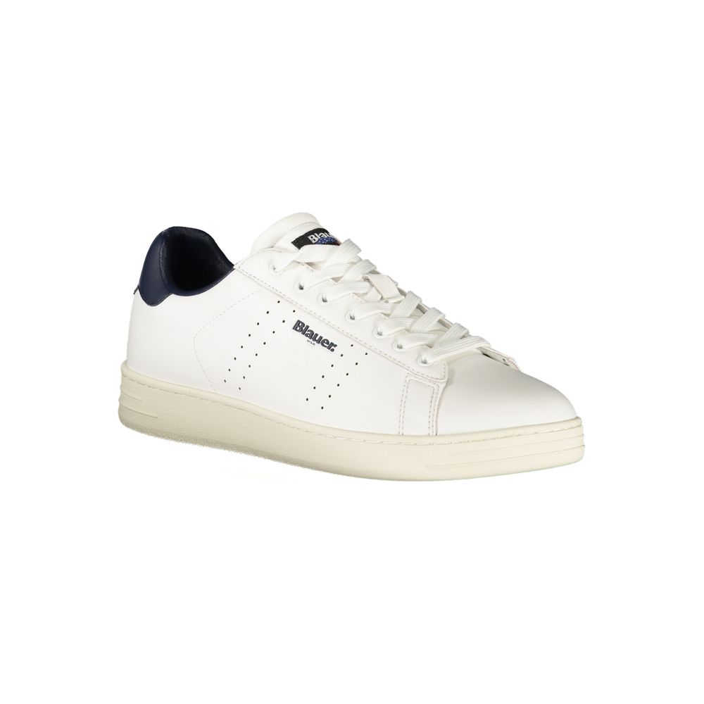 Blauer White Leather Men Sneaker