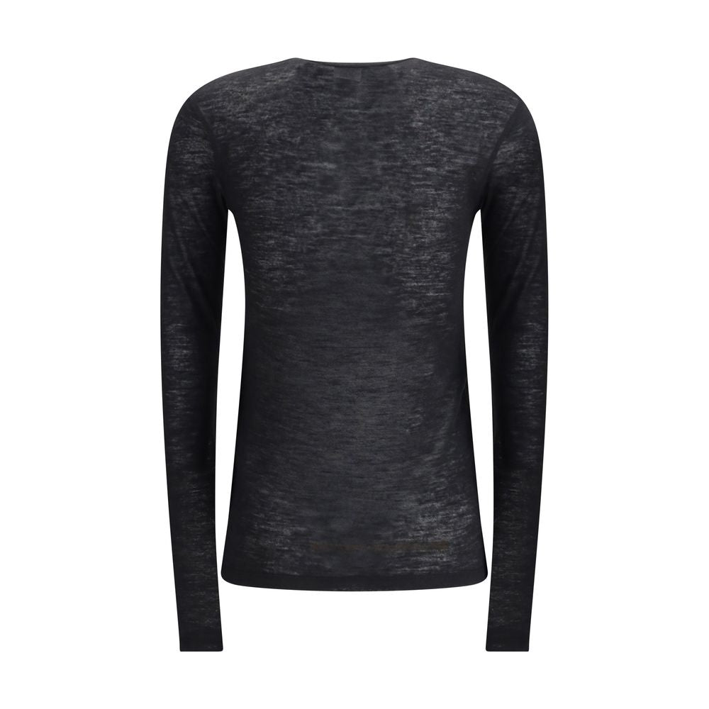 Saint Laurent Black Cashmere Long Sleeve T-Shirt
