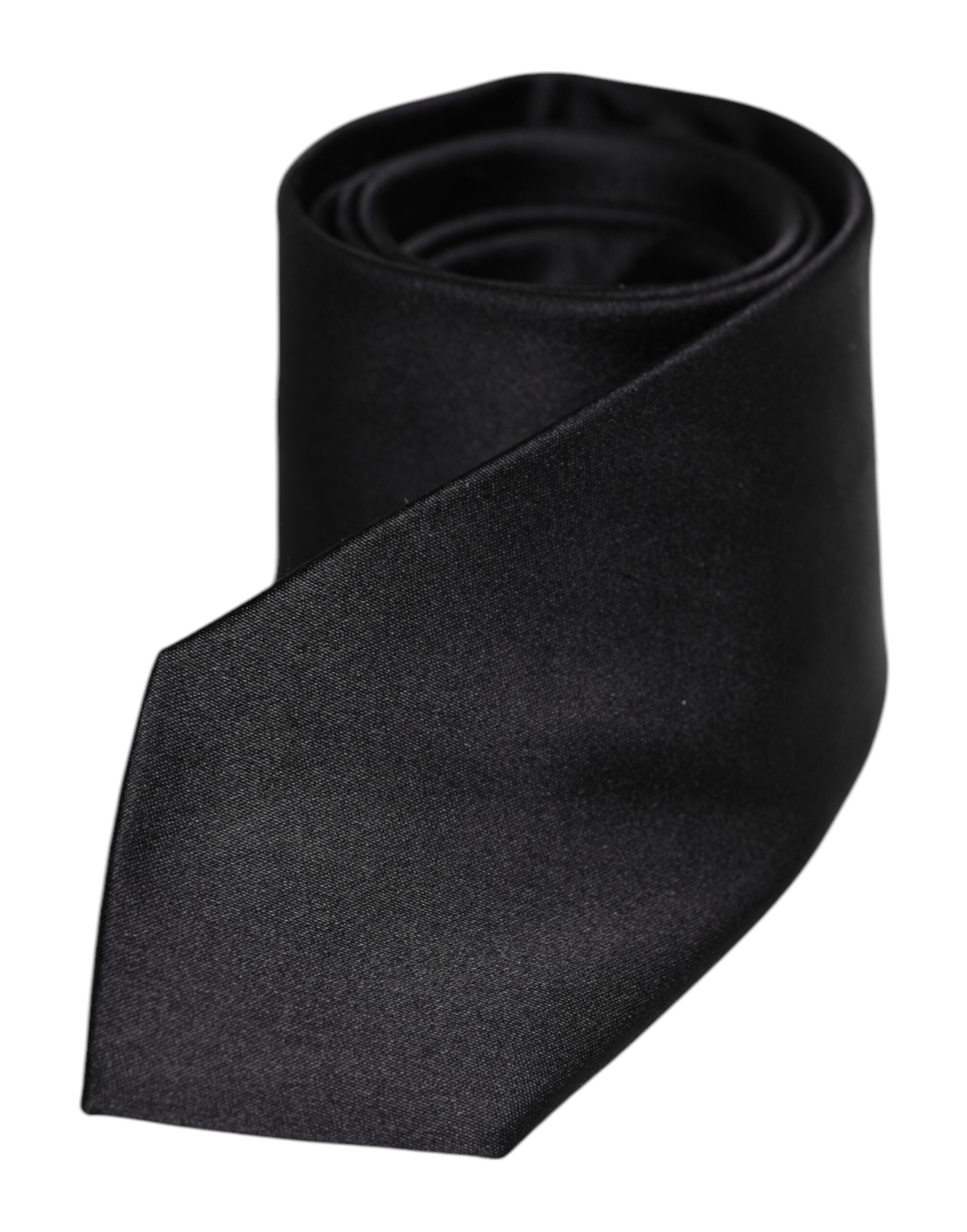 Dolce & Gabbana Men Black Solid Silk Adjustable Necktie Accessory Tie
