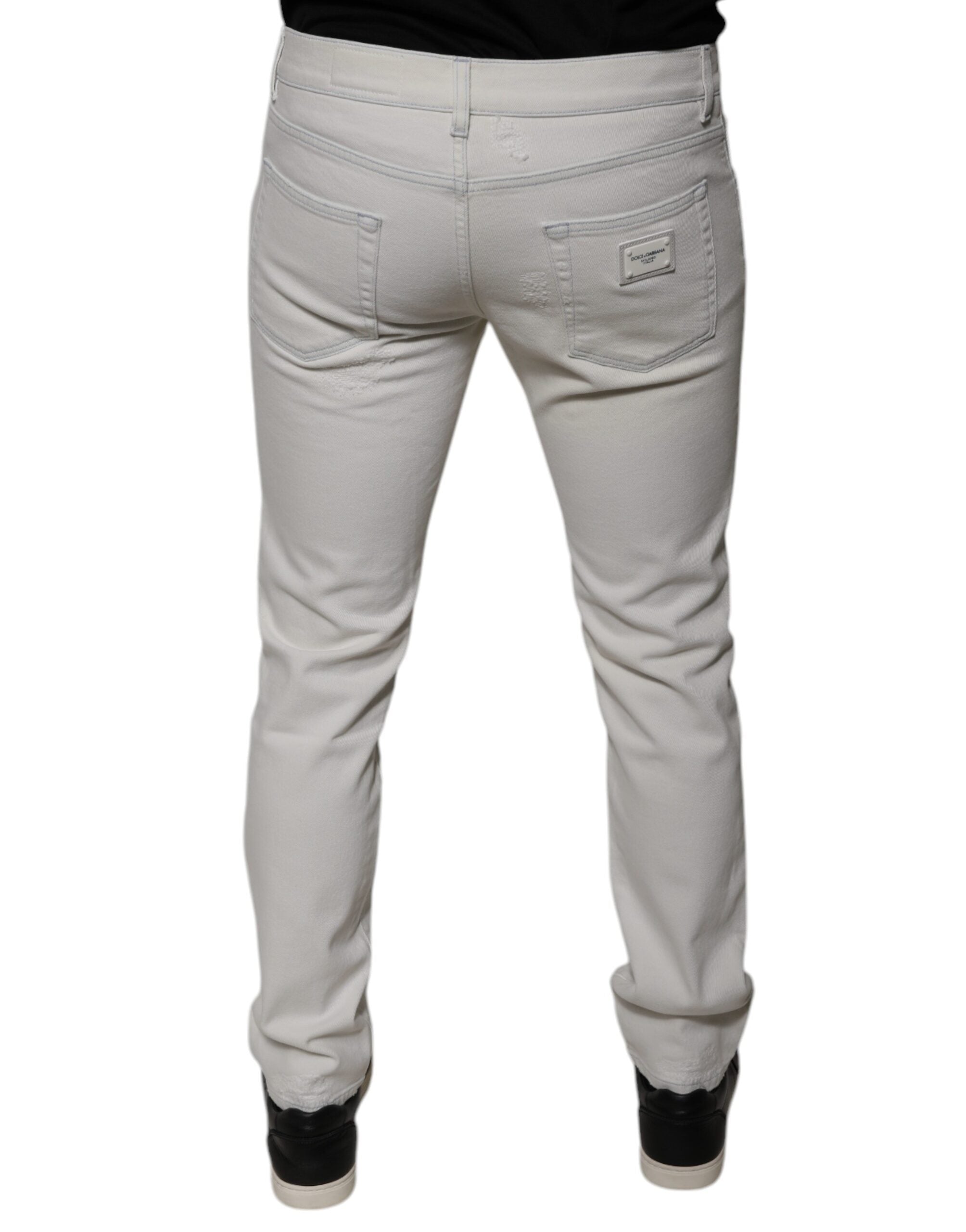 Dolce & Gabbana White Cotton Stretch Skinny Men Denim Jeans