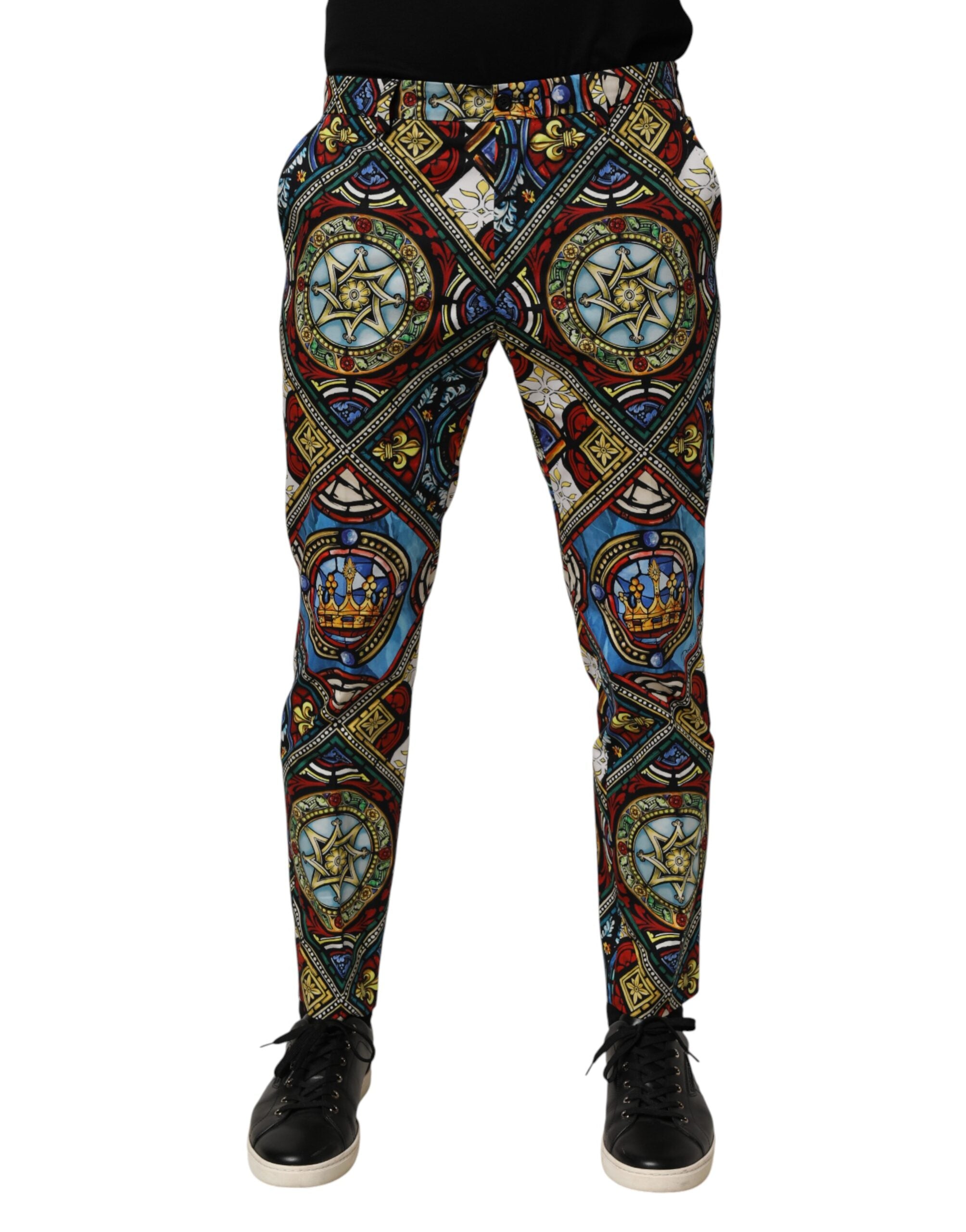 Dolce & Gabbana Multicolor Stained Glass Window Style Print Men Pants