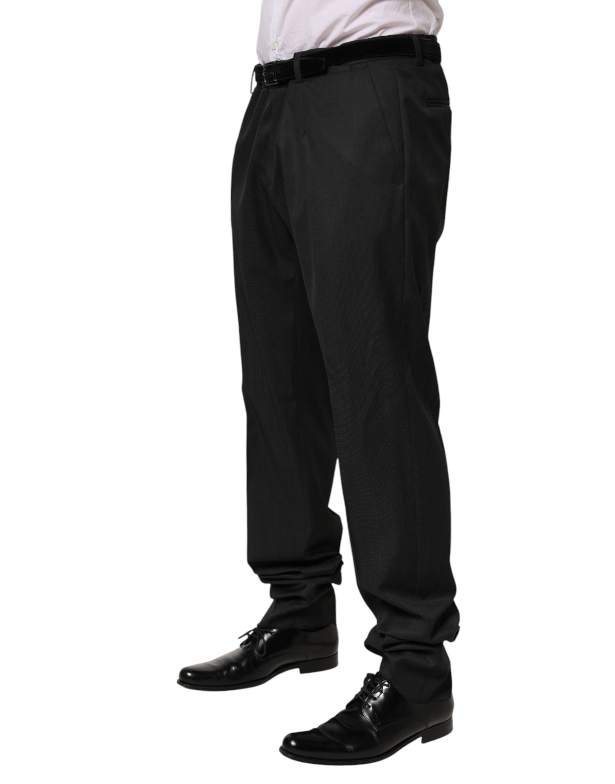 Dolce & Gabbana Black Wool Formal Dress Men Trouser Pants