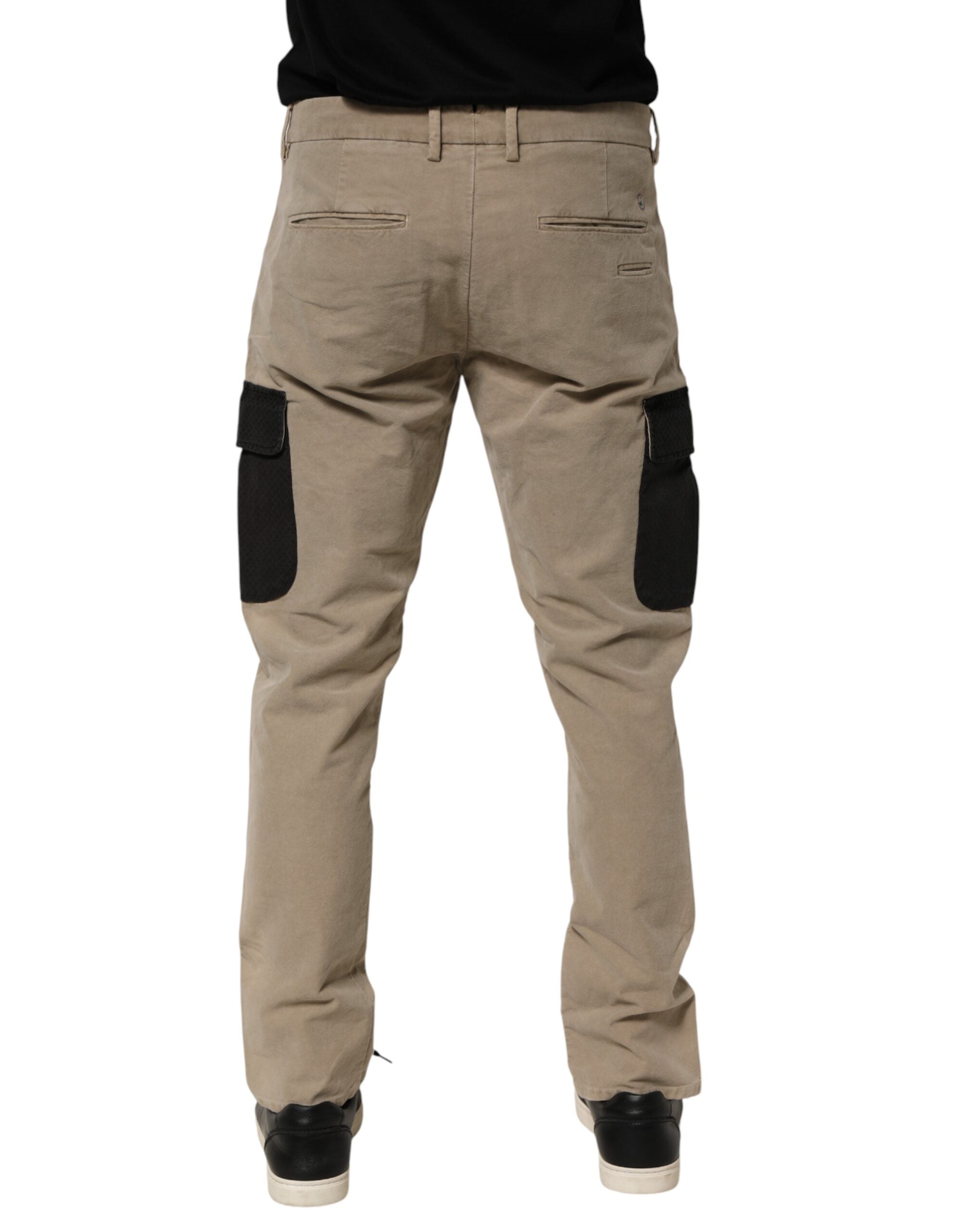 AT.P.CO Beige Mid Waist Skinny Men Cargo Chino Trouser Pants