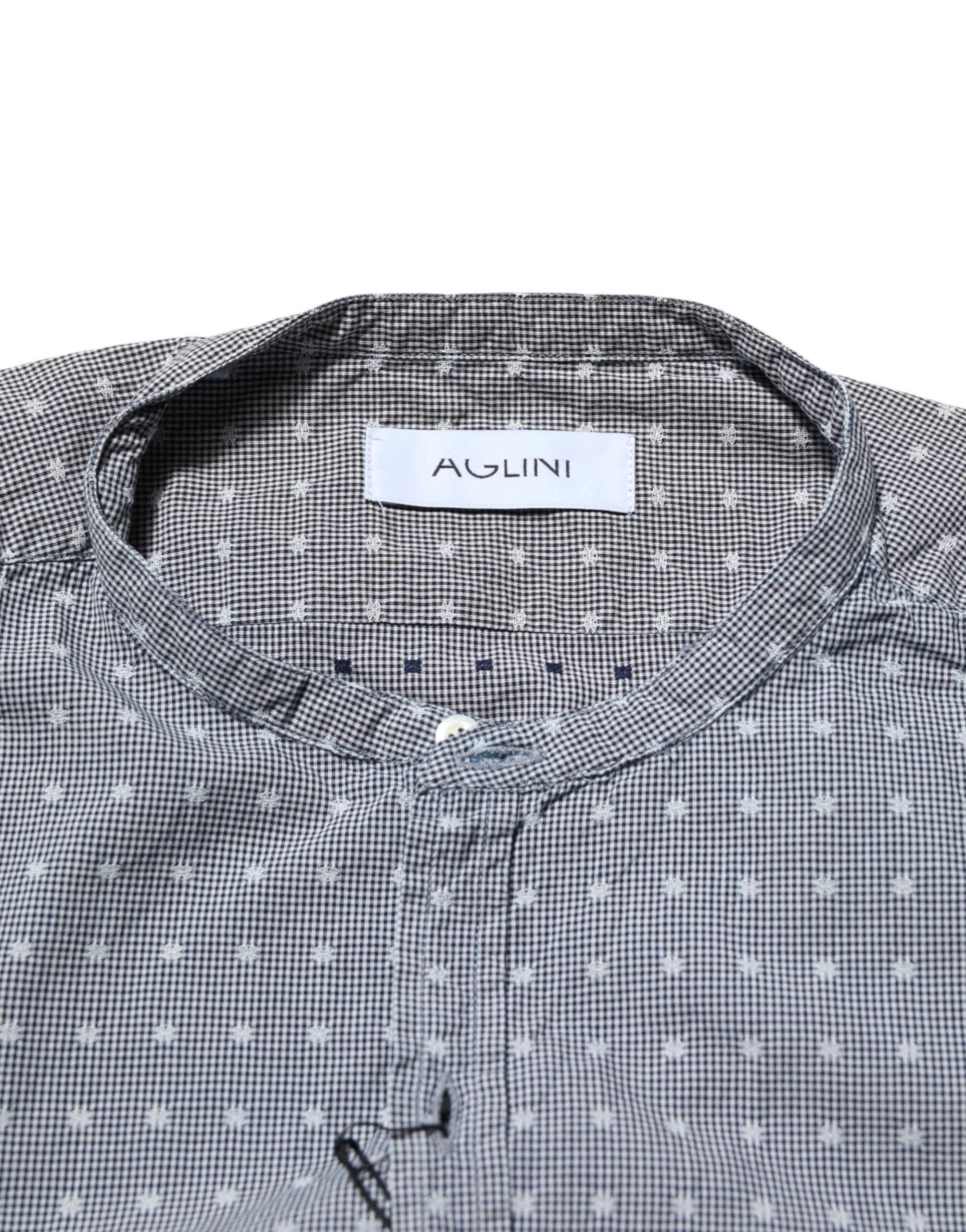 AGLINI Gray Polka Dot Cotton Button Down Long Sleeves Shirt