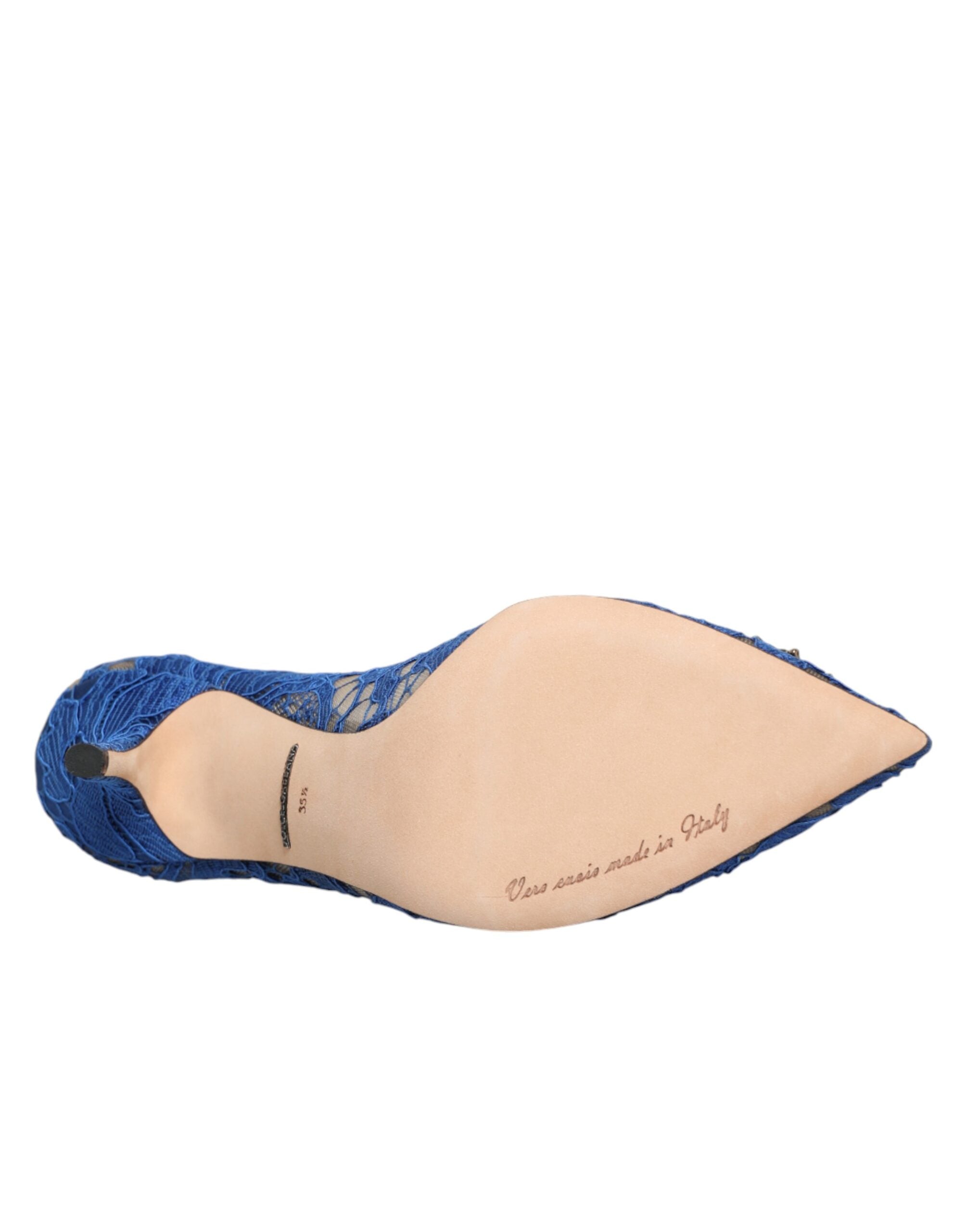 حذاء دولتشي آند غابانا أزرق من الدانتيل تاورمينا DEVOTION Pumps Shoes \