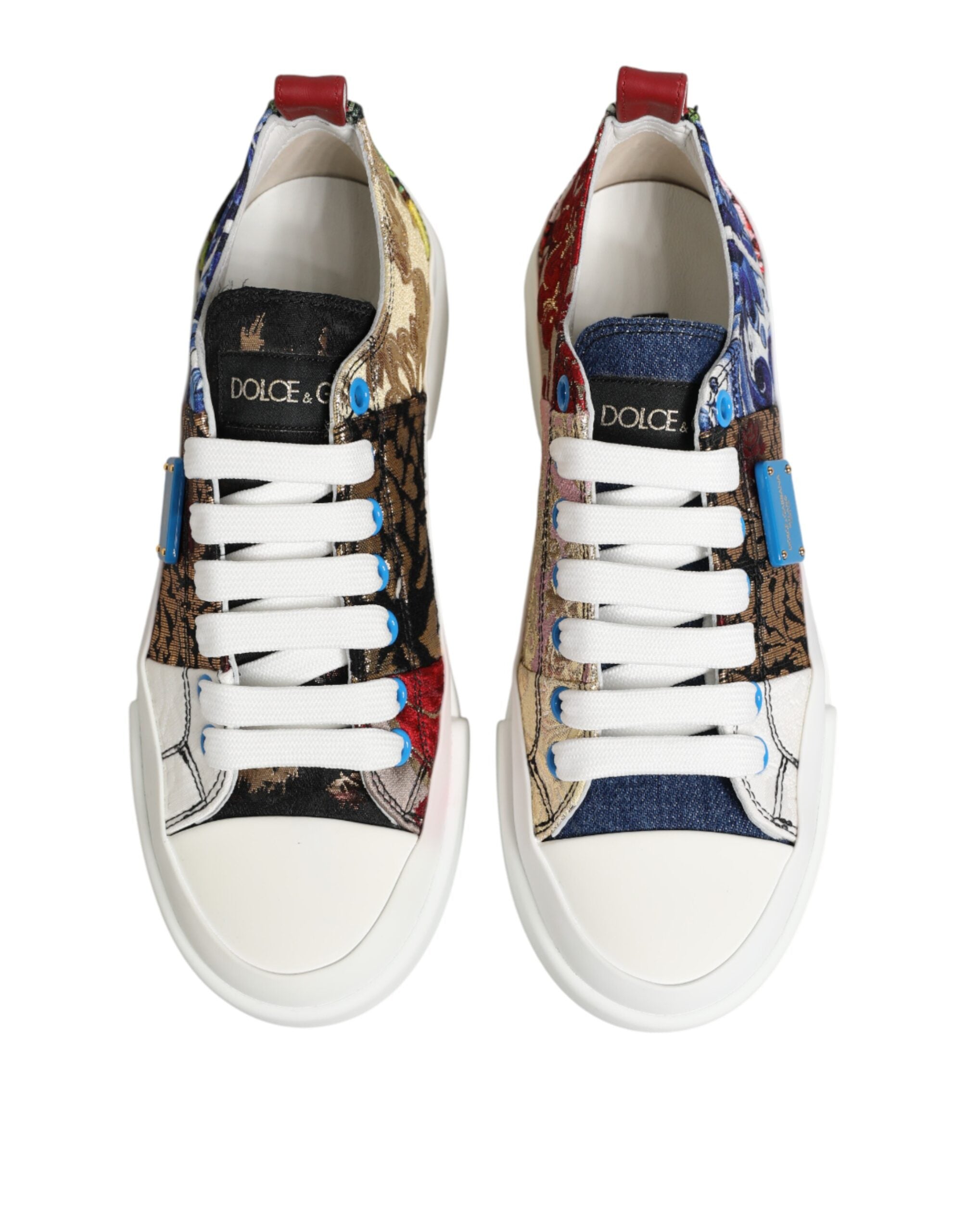 Dolce & Gabbana Multicolor Patchwork Low Top Sneakers Shoes - Luxe Marca