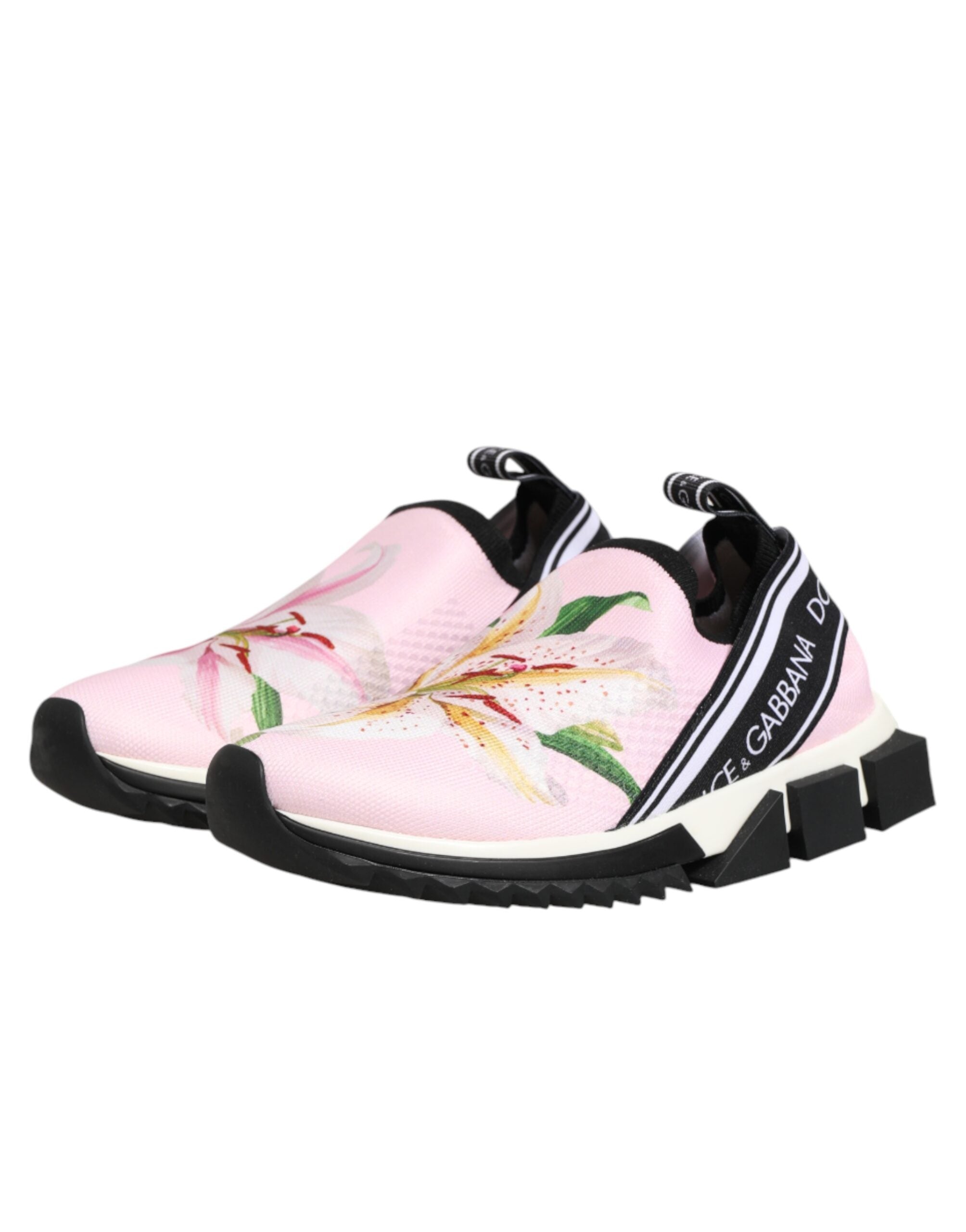 Dolce & Gabbana Pink Floral Sorrento Low Top Sneakers Shoes