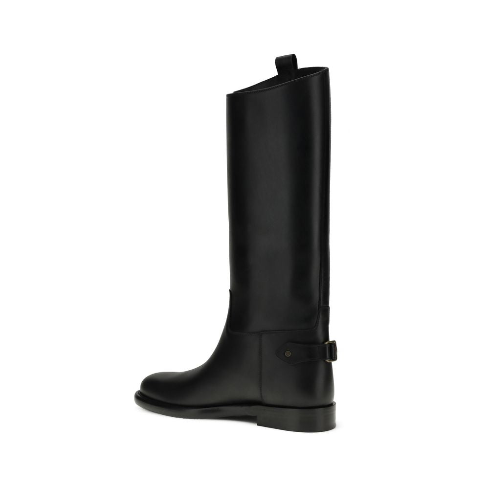 Burberry Black Calf Leather Bos Taurus Boots